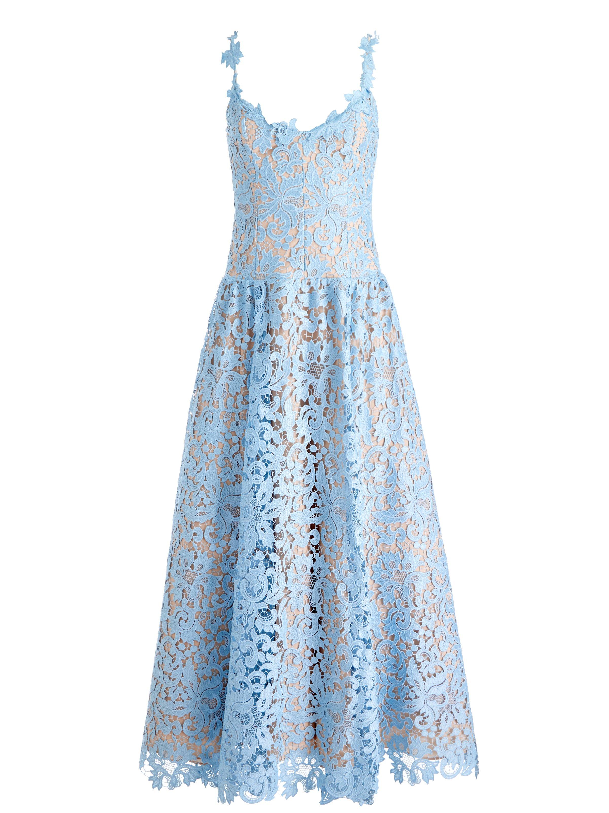 フレア♪【alice + olivia】Anabella ドロップウエスト ドレス Anabella Drop Waist Dress In Mineral Blue | Alice + Olivia