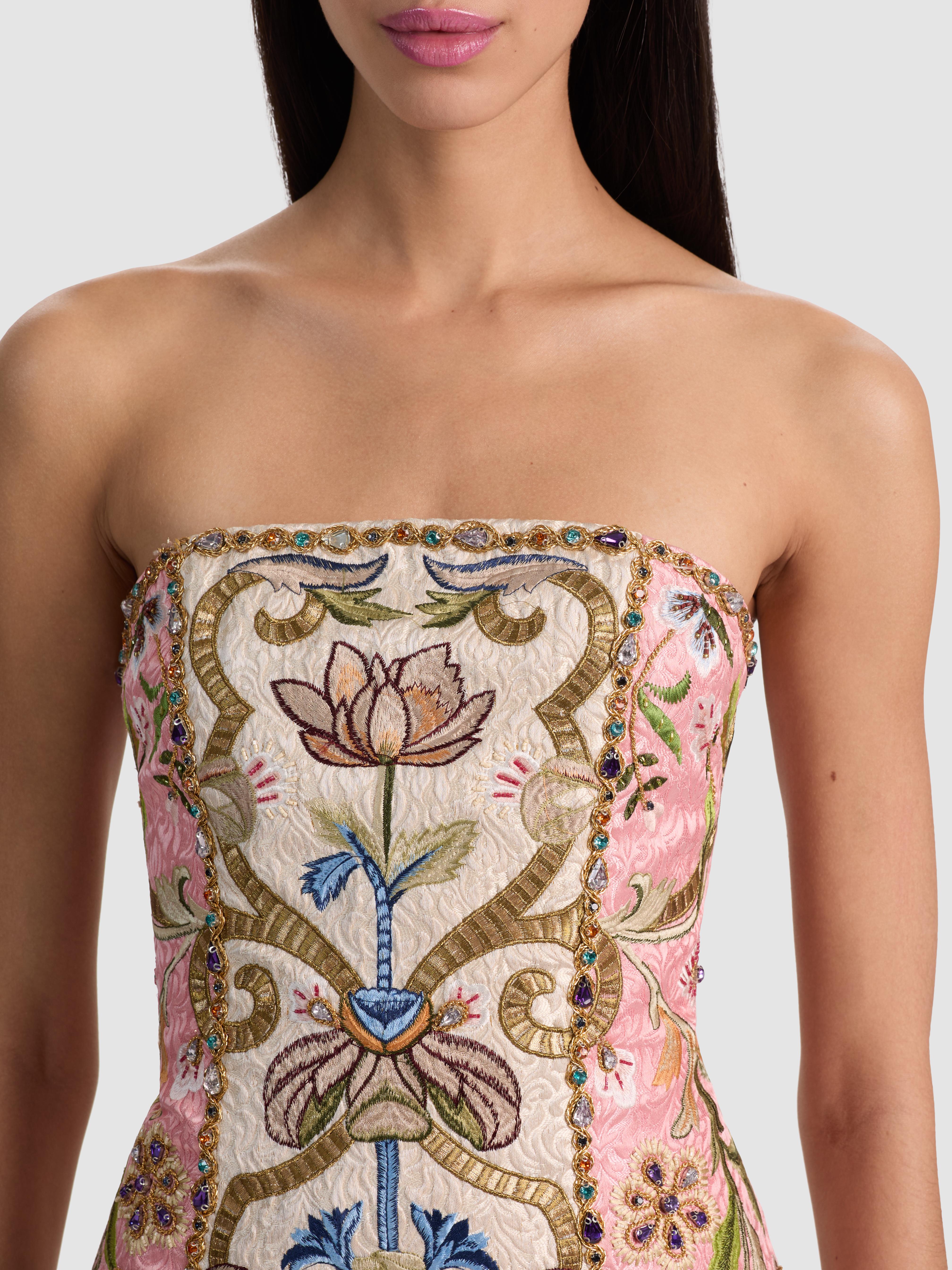 Alice + Olivia Katia Embroidered Mini Gown in White | Lyst