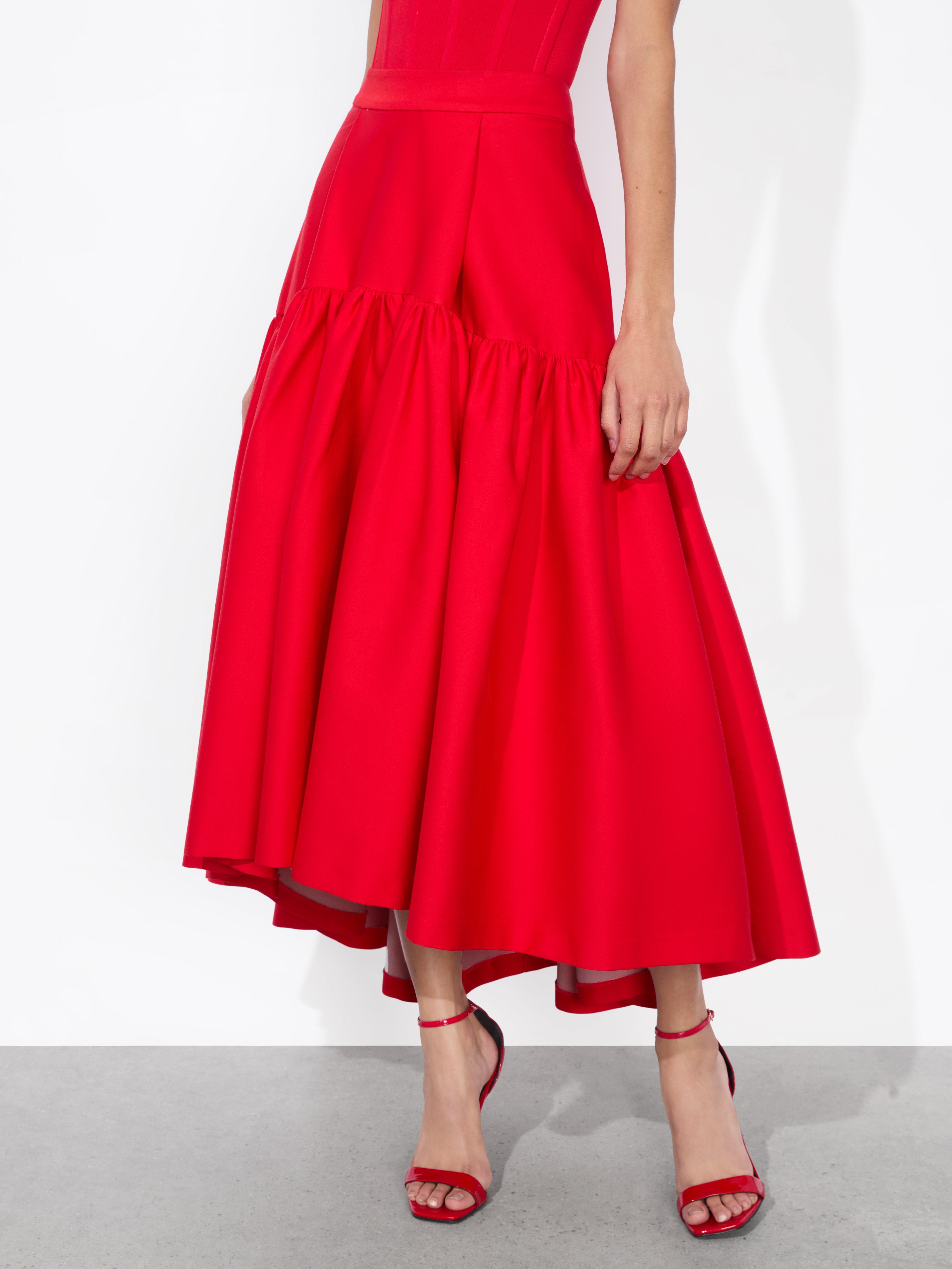 Alice Olivia Diana Midi Skirt in Red Lyst