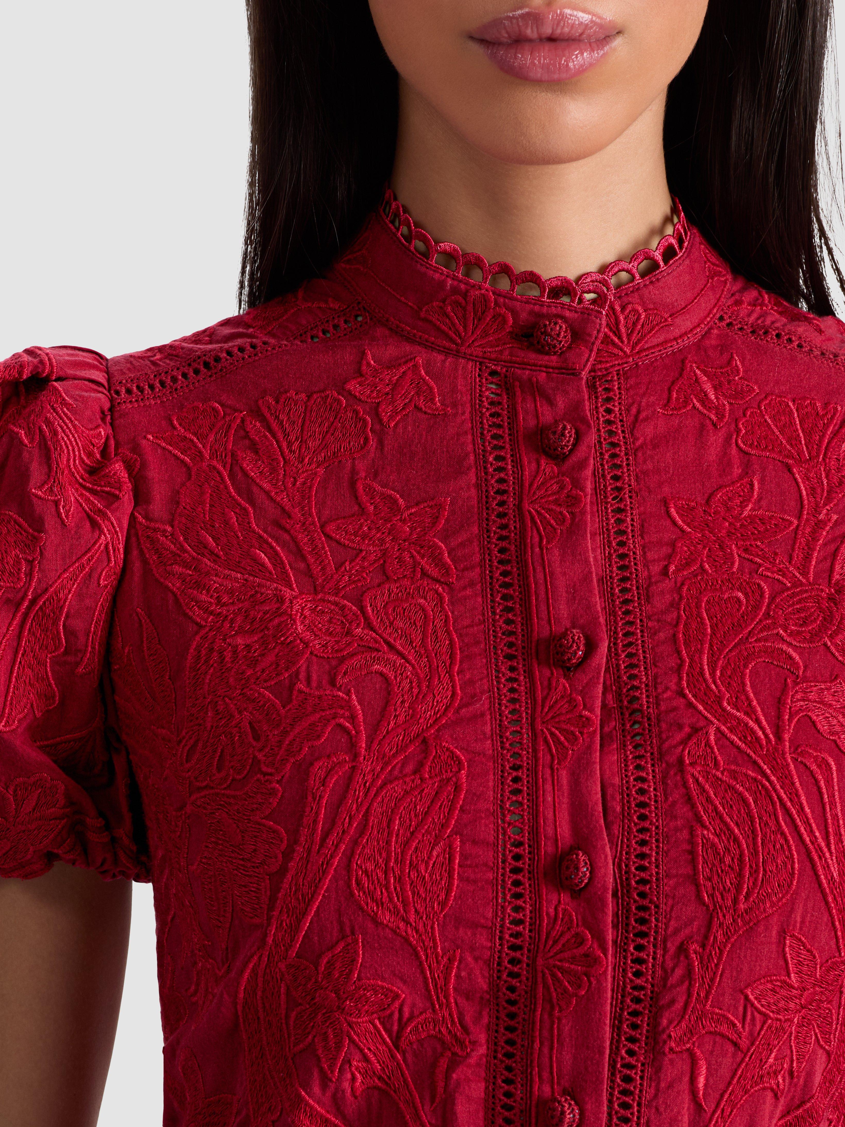 loryn embroidered shirt dress Alice + Olivia LORYN EMBROIDERED SHIRT DRESS - CC506D44501L626