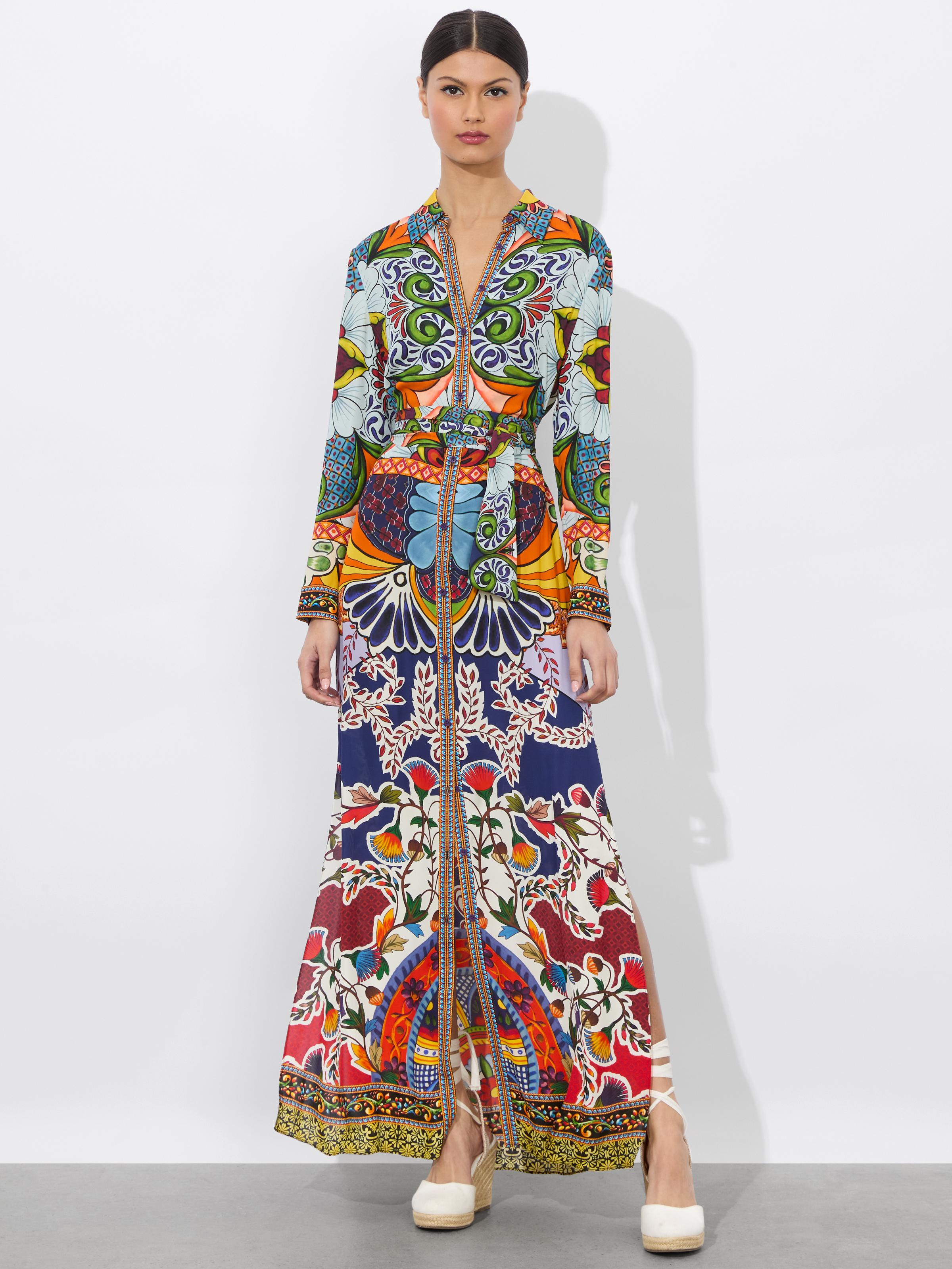 alice and olivia chassidy maxi shirt dress CHASSIDY MAXI SHIRT DRESS in VERTICAL PALAZZO STRIPE BLACK