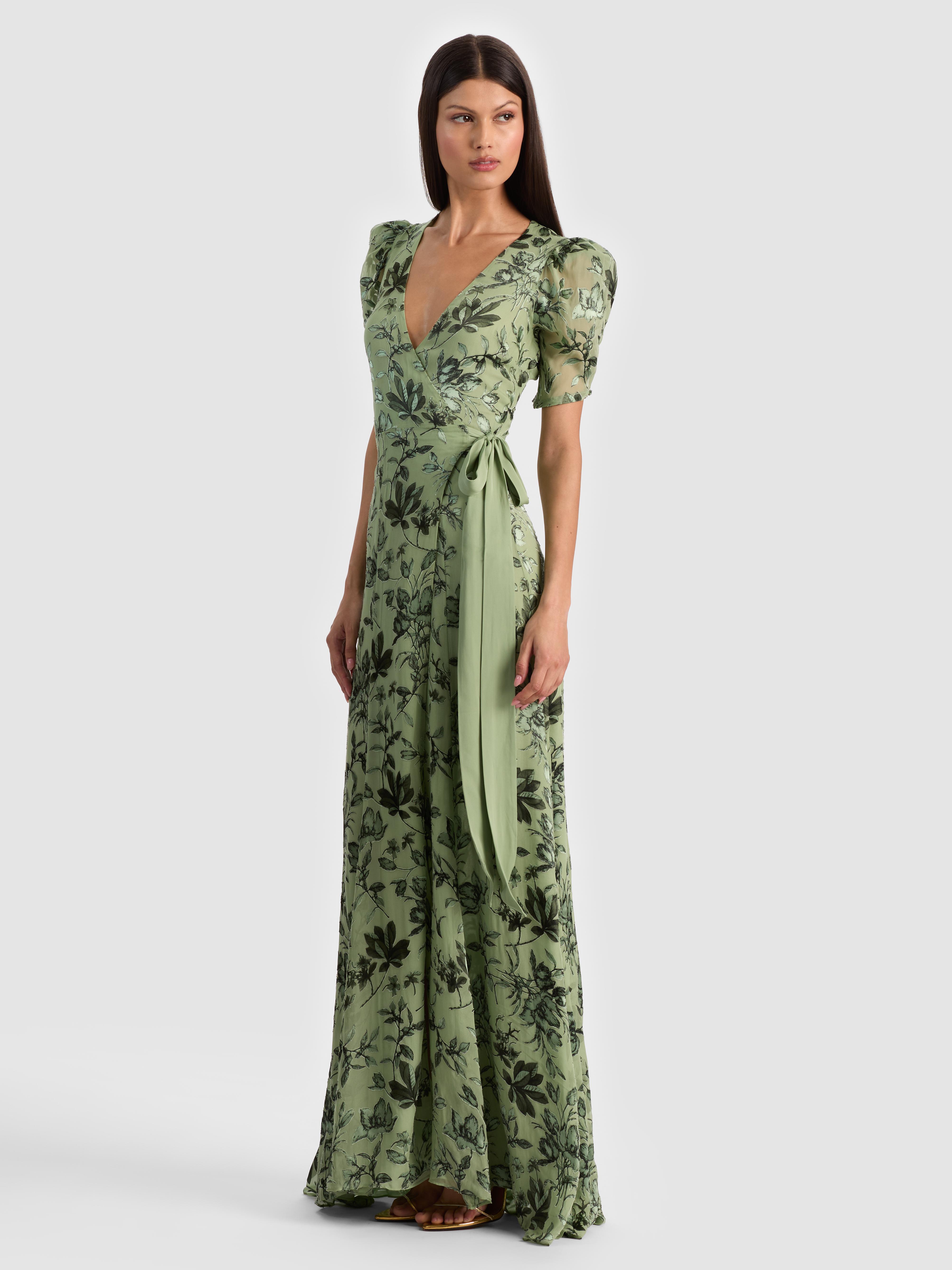 slim fit dress slacks Green Puff Sleeve Mini Dress by Alice + Olivia