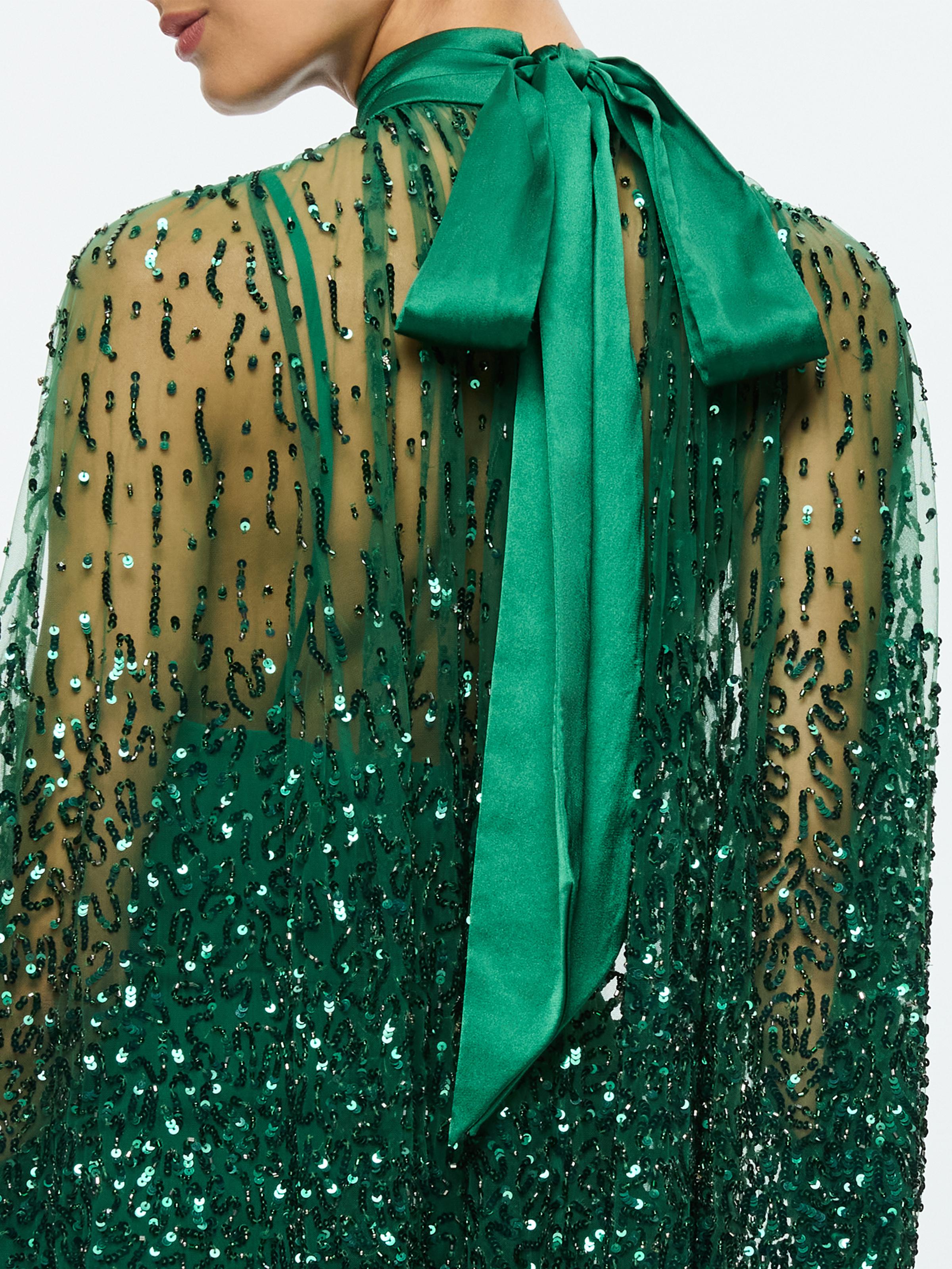 Alice + Olivia Embellished-Cape Zenon Mini Dress in Green | Lyst