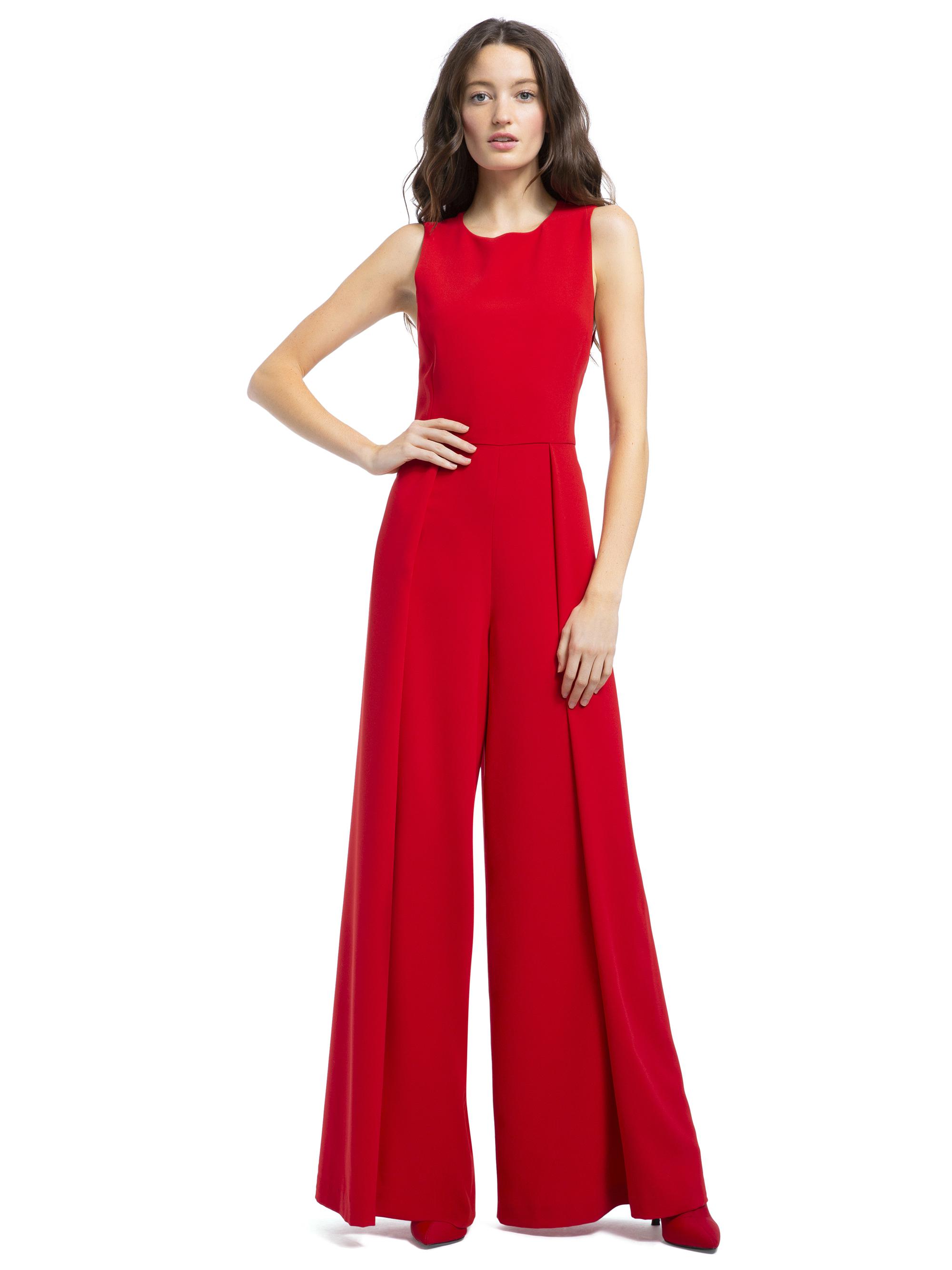 Alice + Olivia Synthetic Bret Pleated Wide Leg Jumpsuit in Cherry (Red ...