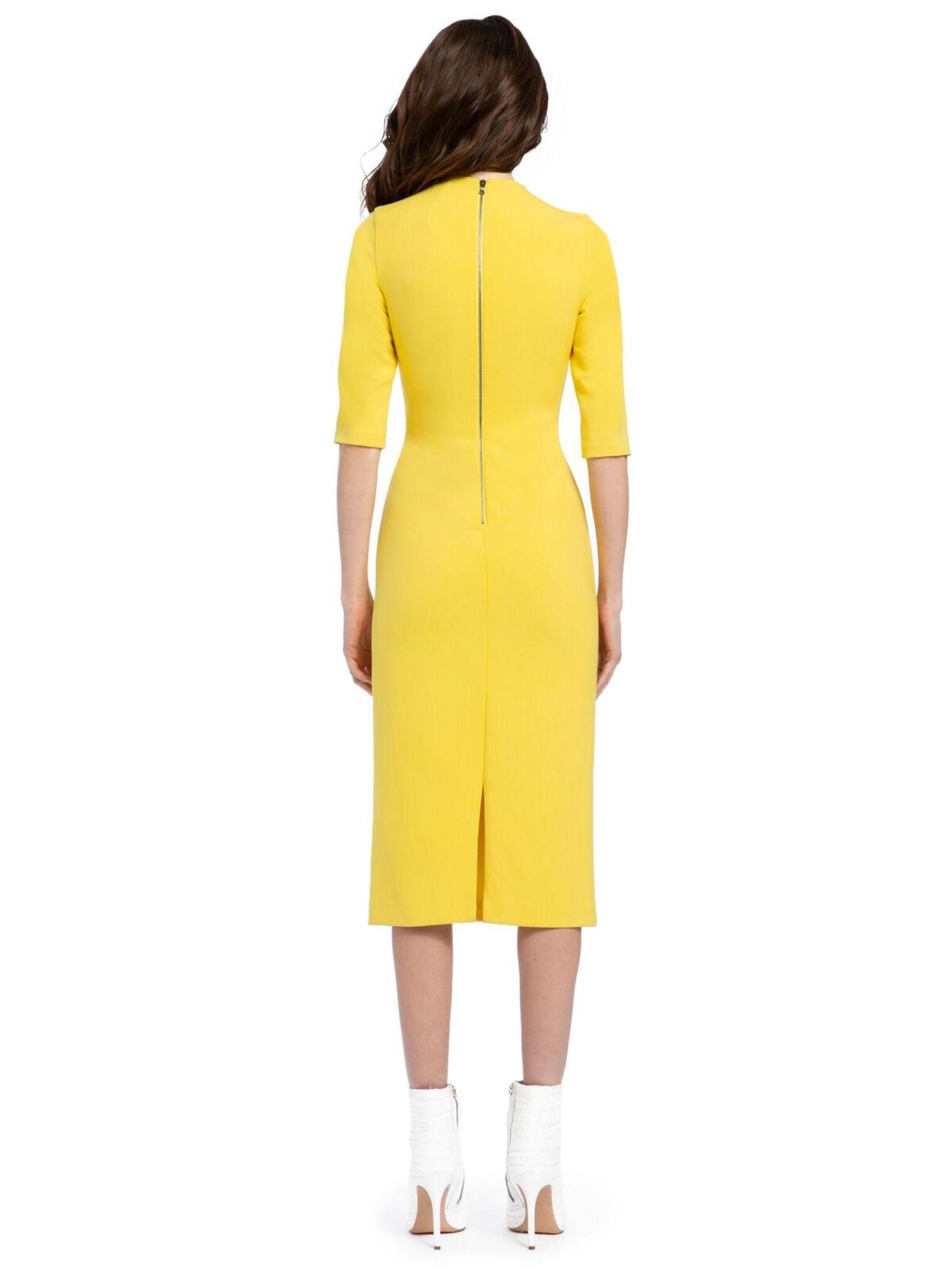 Alice Olivia Synthetic Delora Fitted Mock Neck Midi Dress In Canary Yellow Lyst