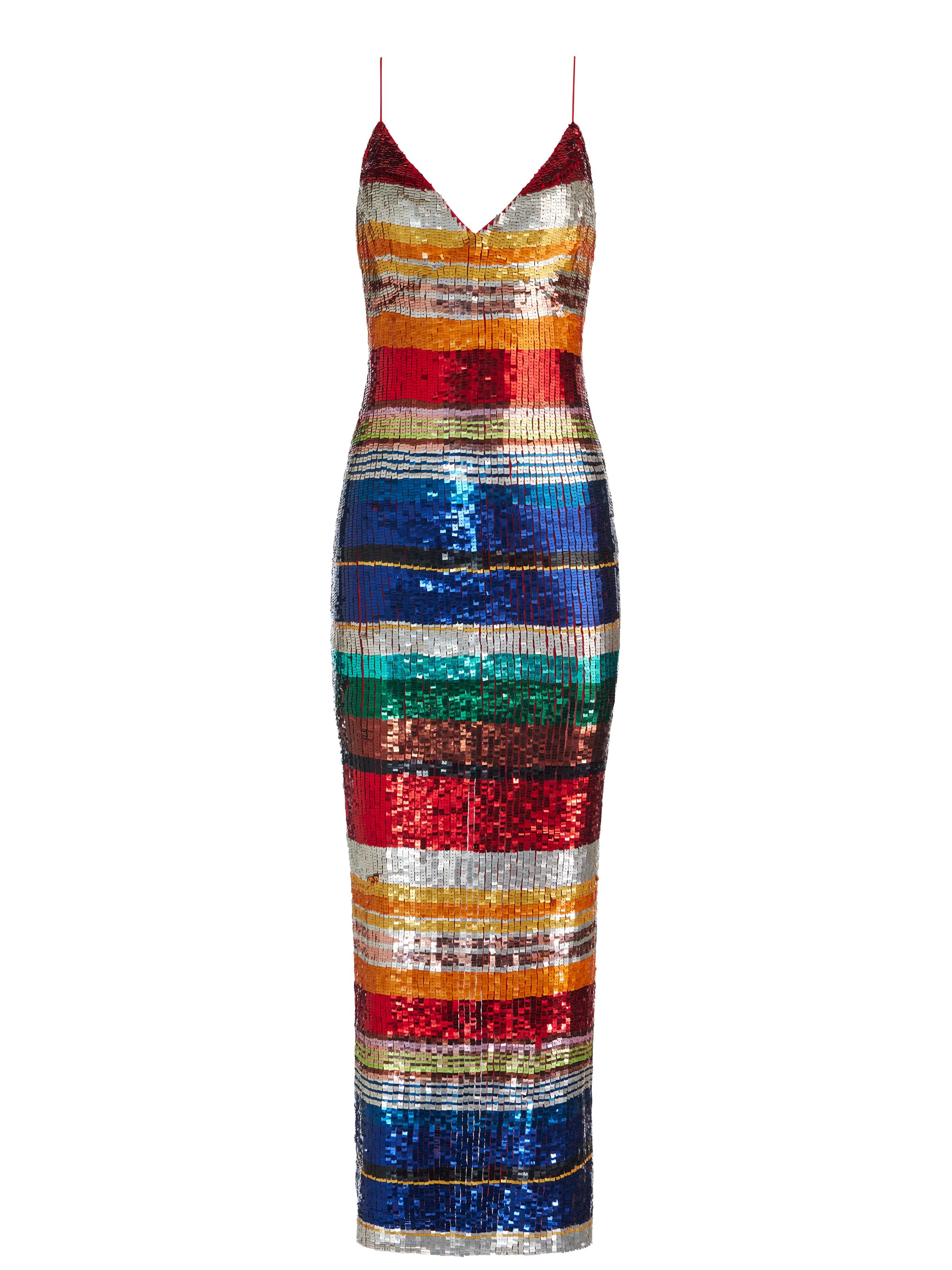 alice and olivia rainbow sequin dress Alice + Olivia Artea Embellished Maxi Dress in White
