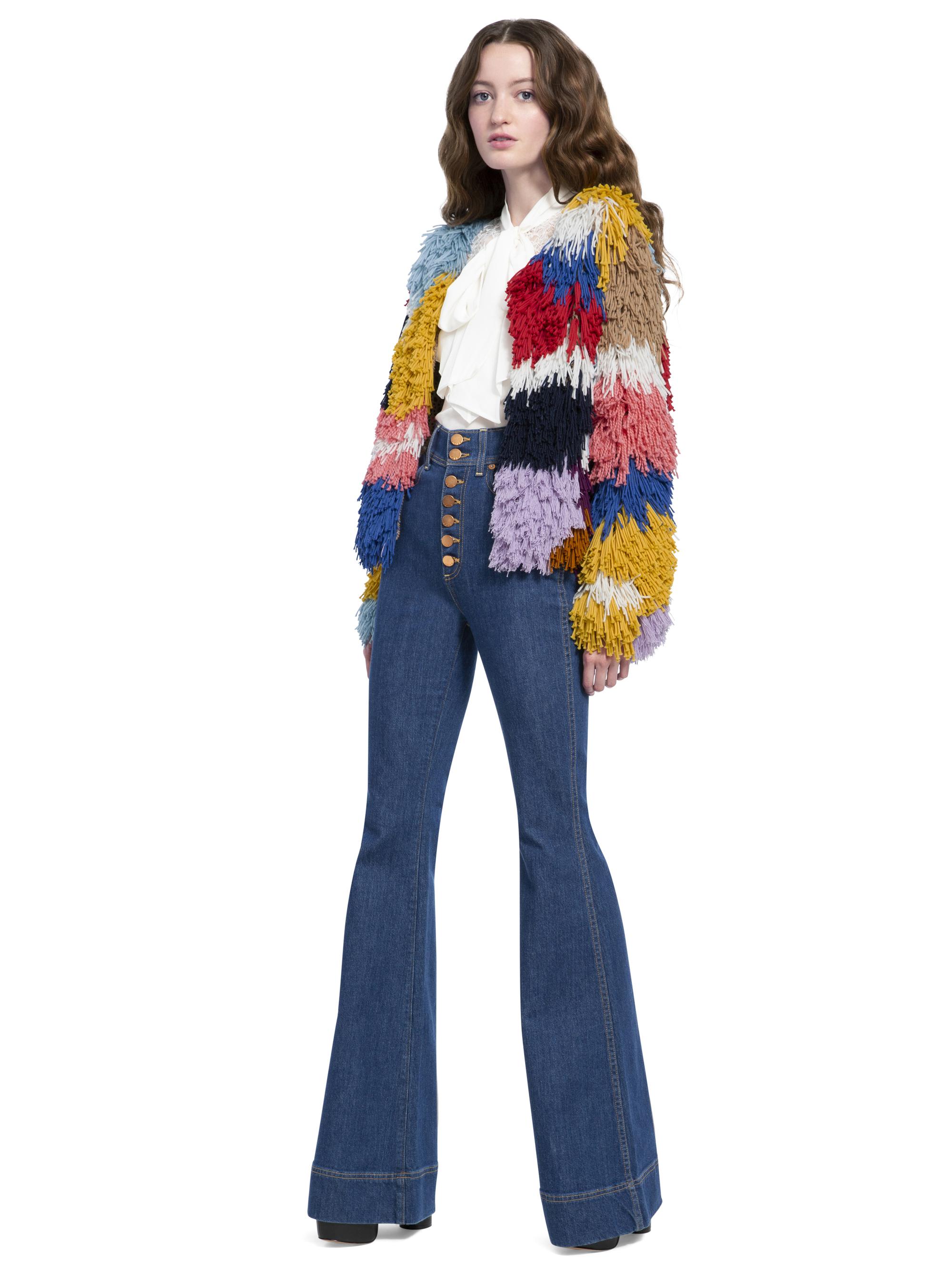 multi colored fringe jacket