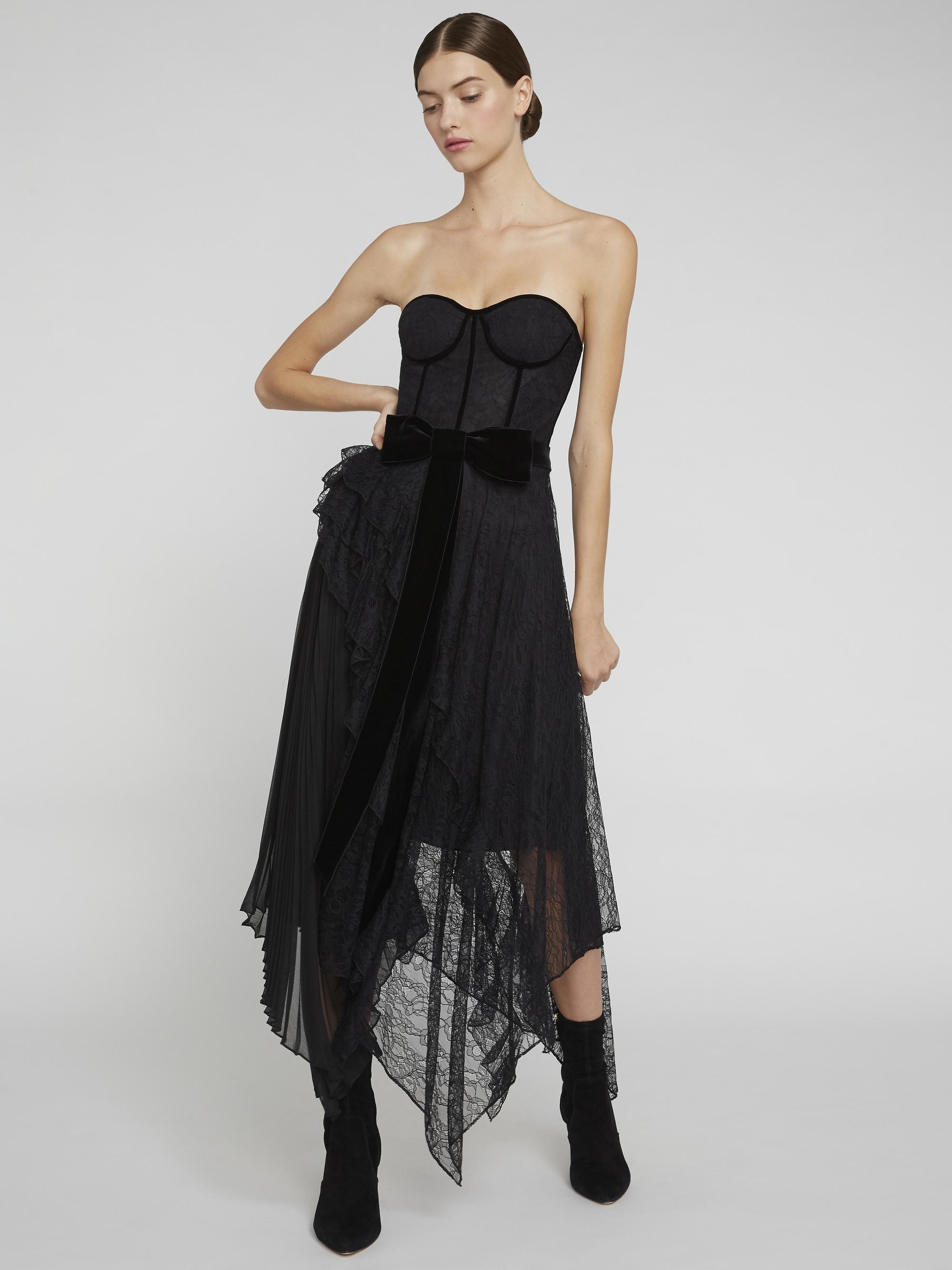 Alice + Olivia Chiffon Bree Bustier Handkerchief Dress in Black | Lyst