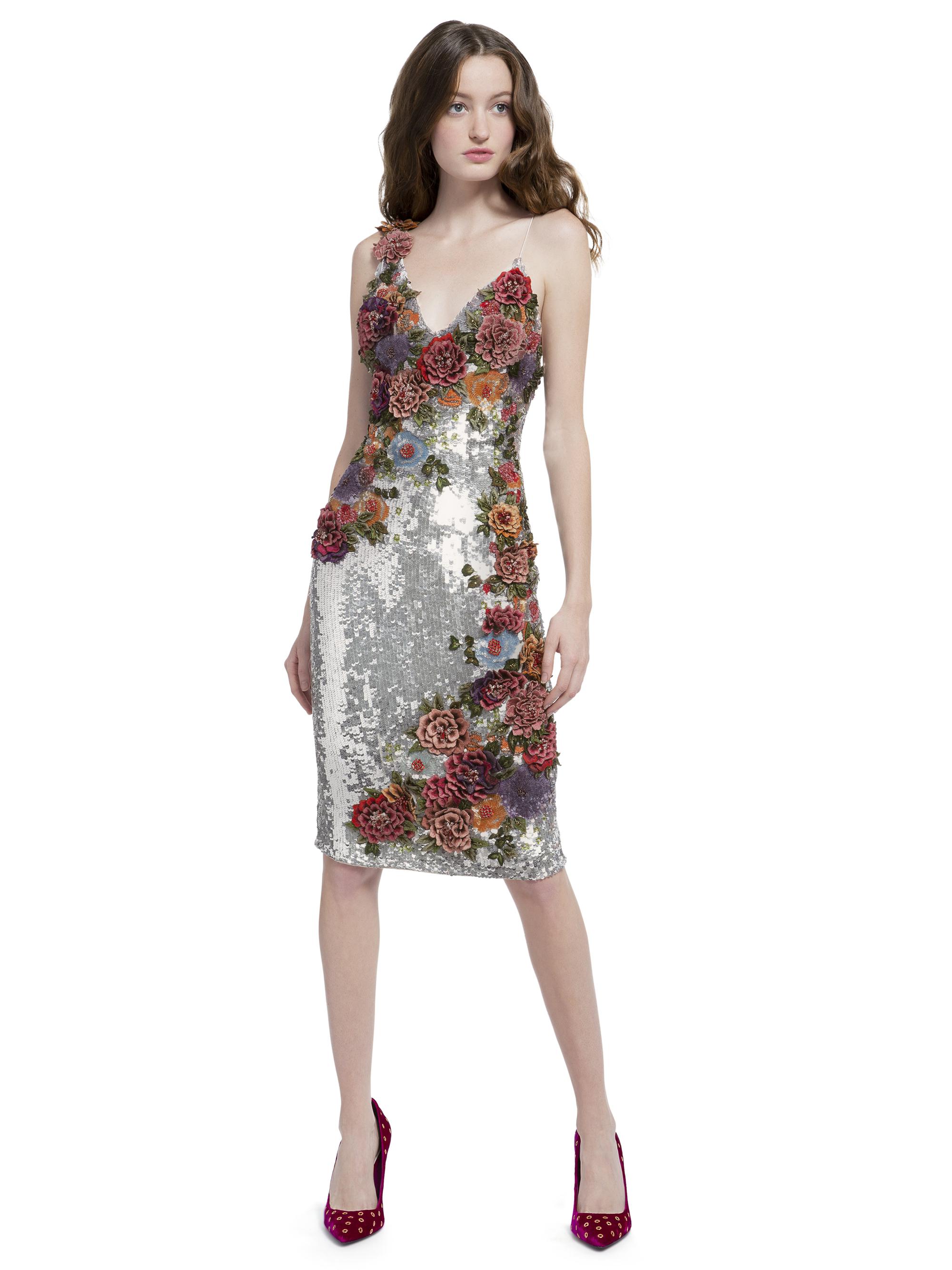Alice + Olivia Francie Sequin Cocktail Dress in Silver (Metallic) - Lyst