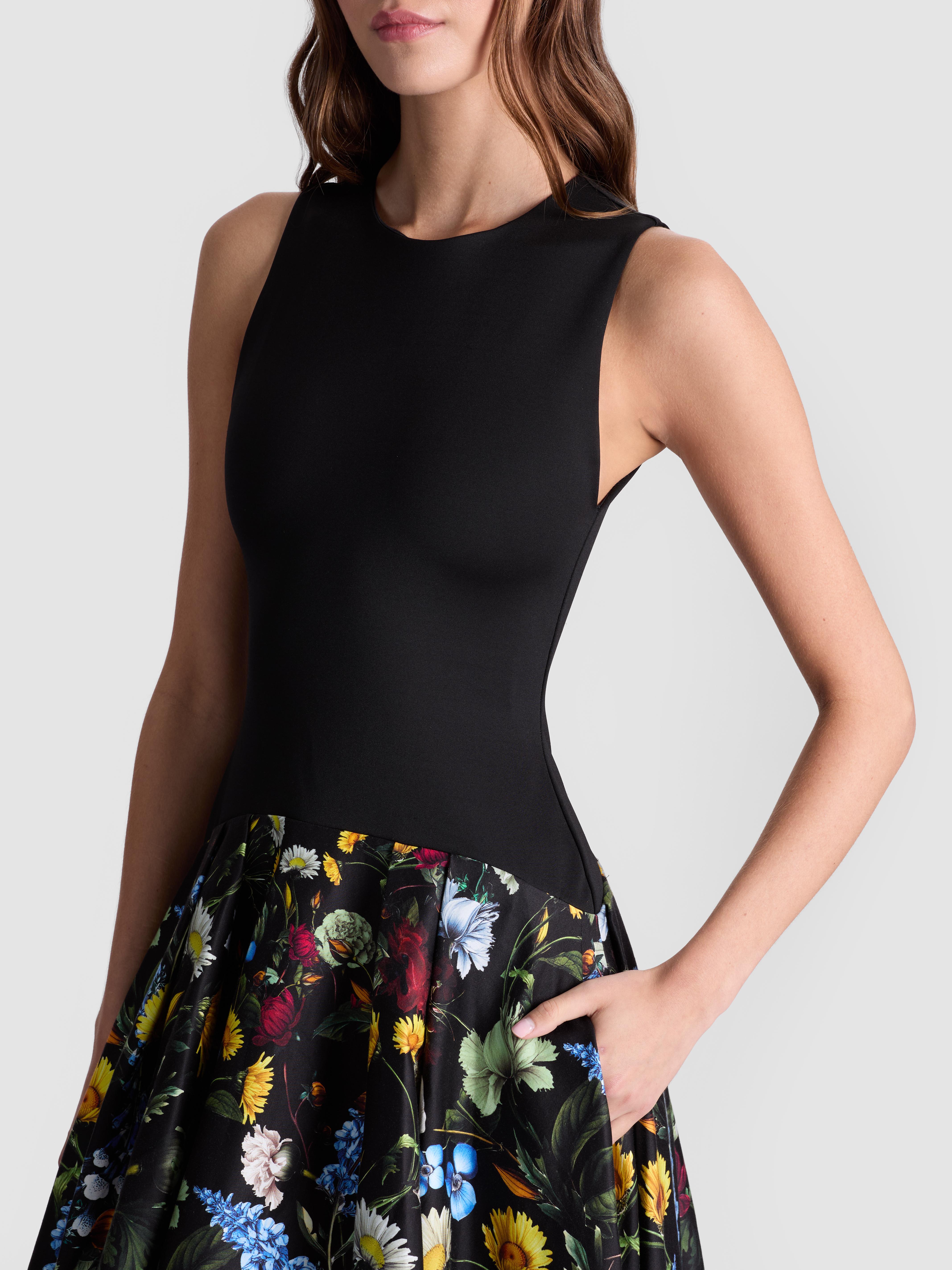 Alice + Olivia Adley Drop Waist Midi Dress in Black | Lyst