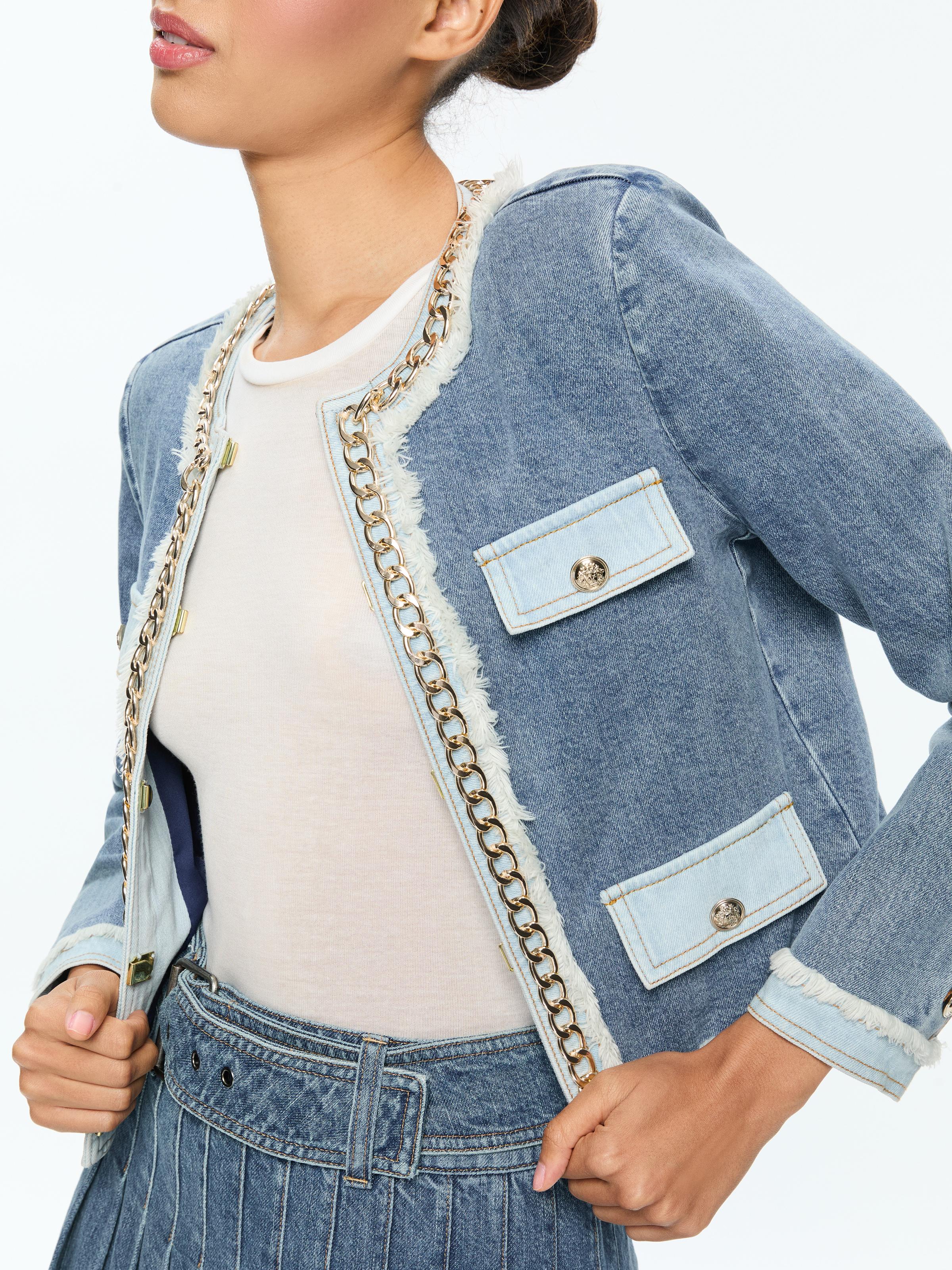 Alice + Olivia Landon Denim Jacket in Blue | Lyst