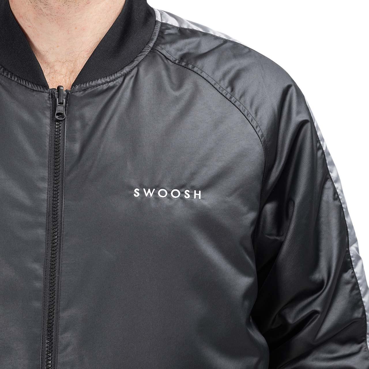 Nike Synthetic Swoosh Reversible Woven Bomber Jacket in Black for Men | Lyst