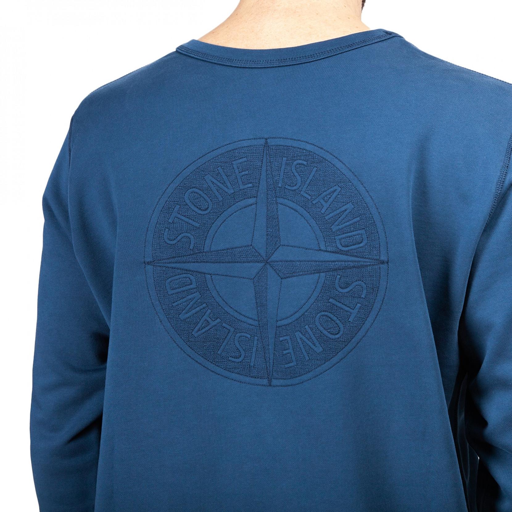 Stone Island Cotton Double Front Crewneck in Navy (Blue) for Men - Lyst