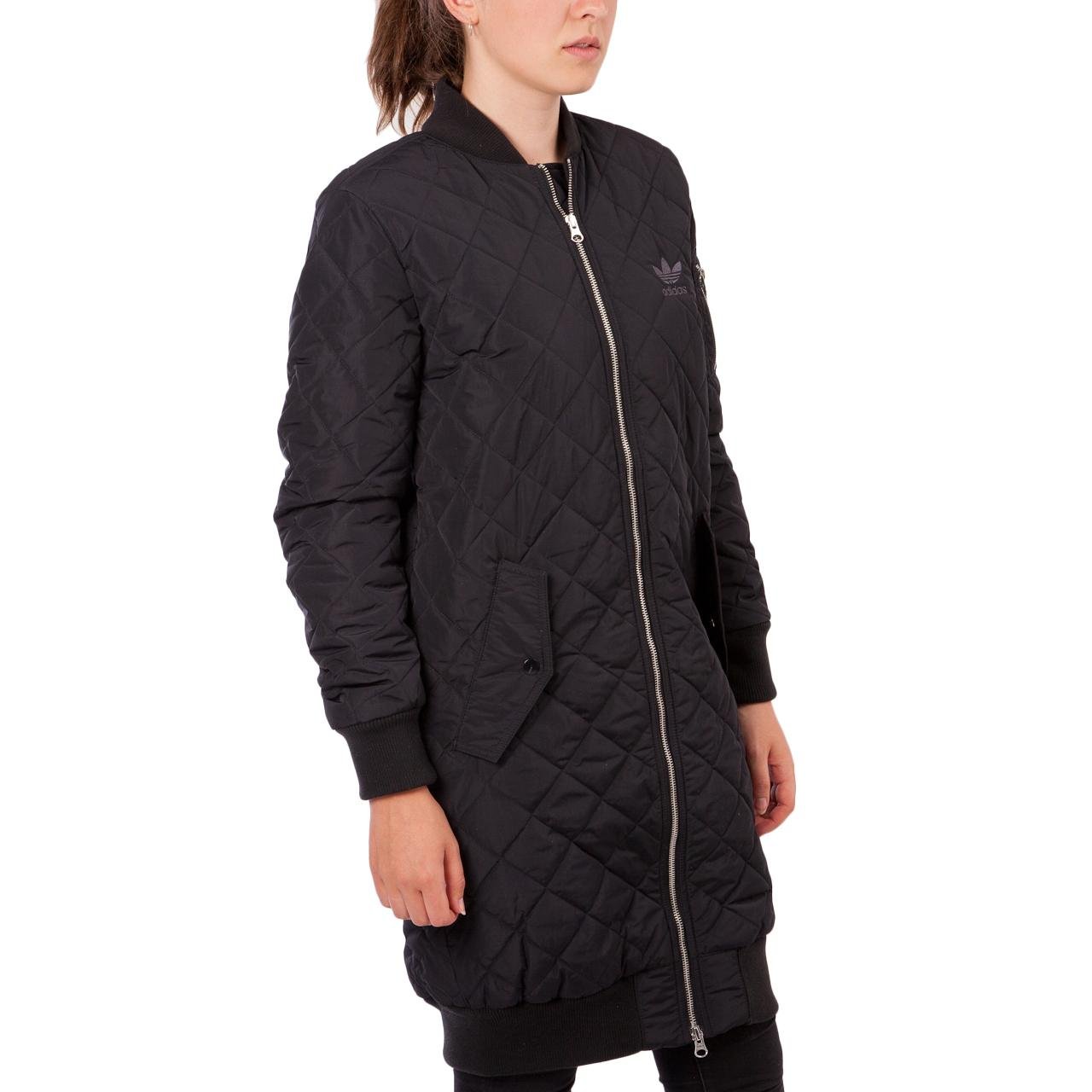 Long Quilted Bomber Jacket 