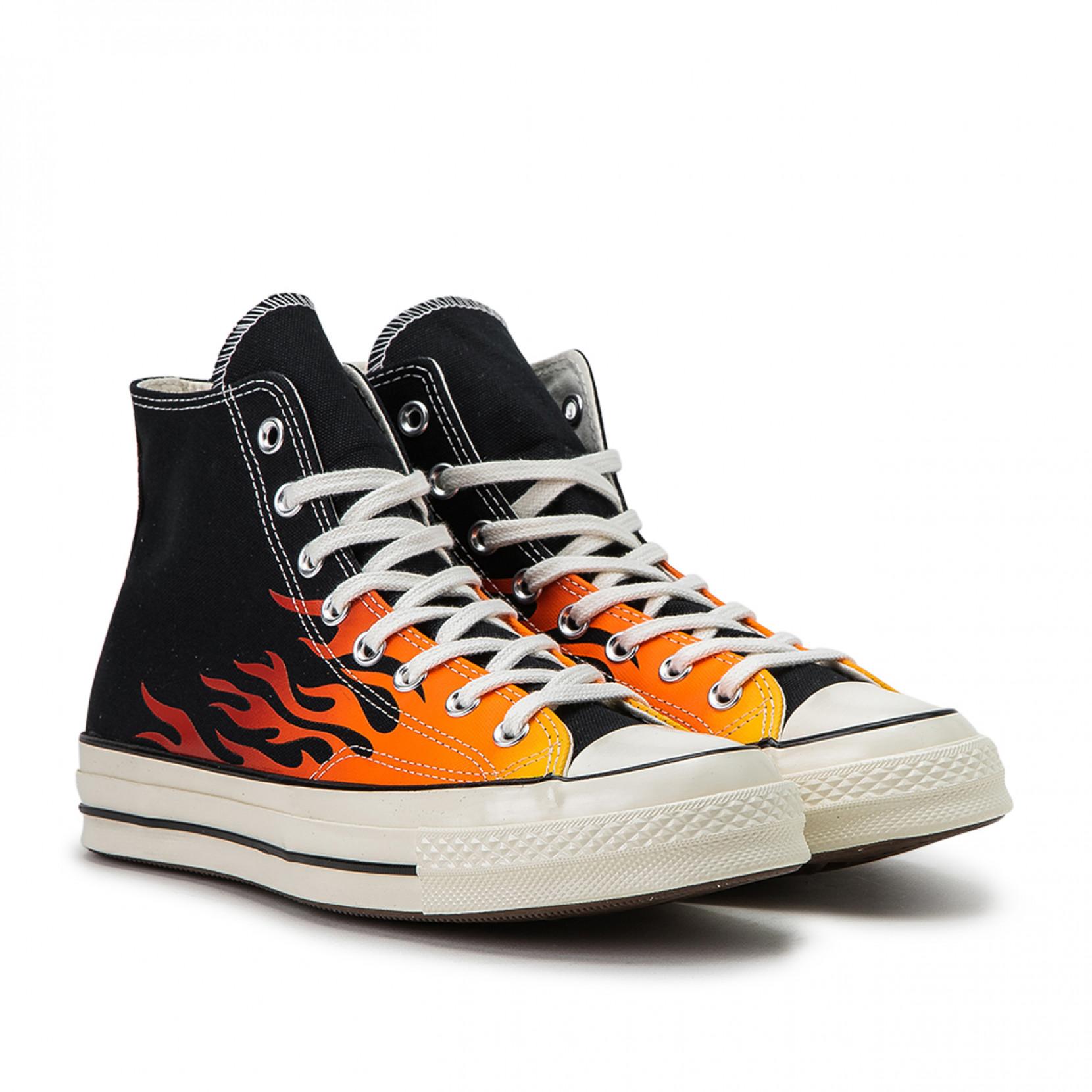 high top converse with flames