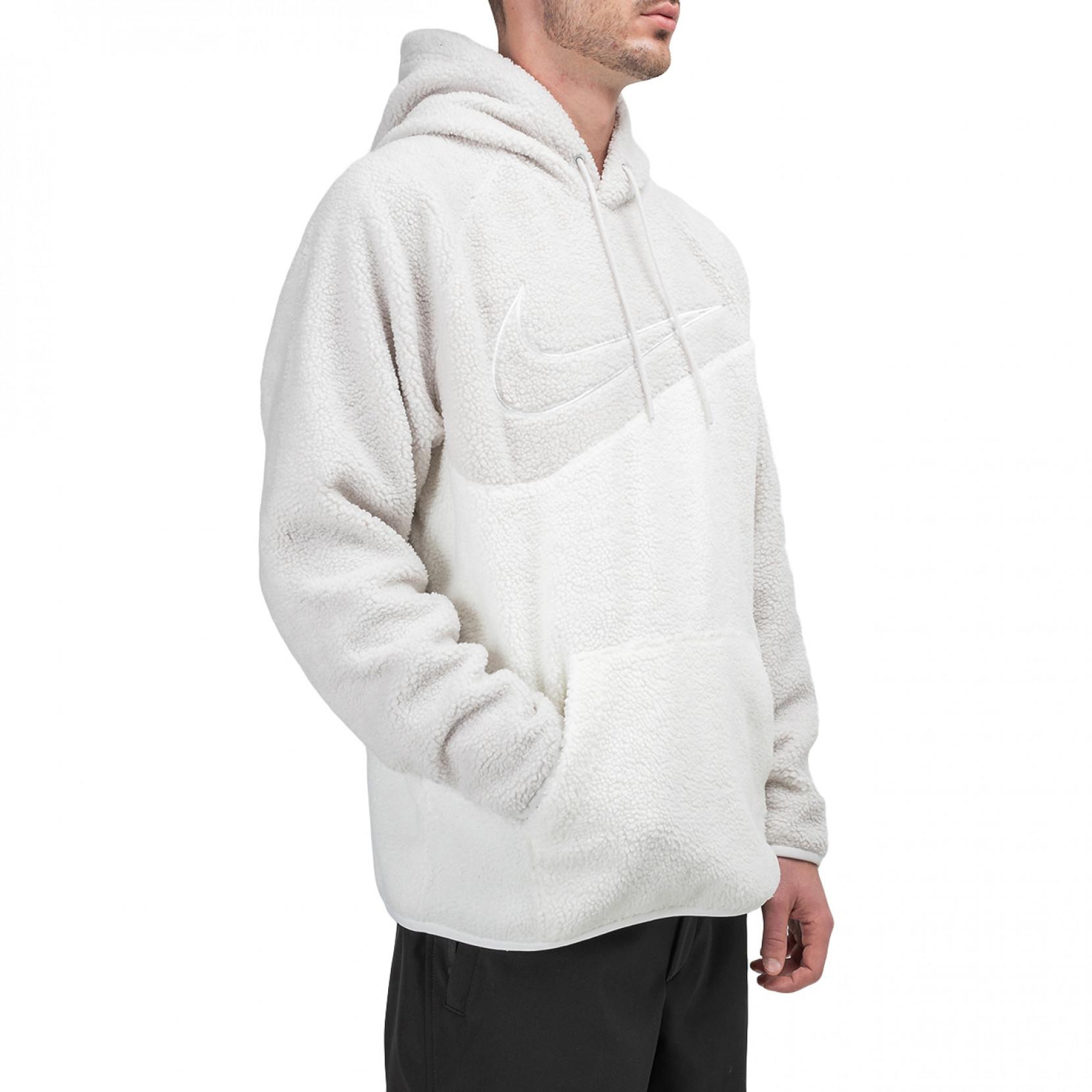 Nike Fleece Nsw Sherpa Swoosh Hoodie in White for Men - Lyst