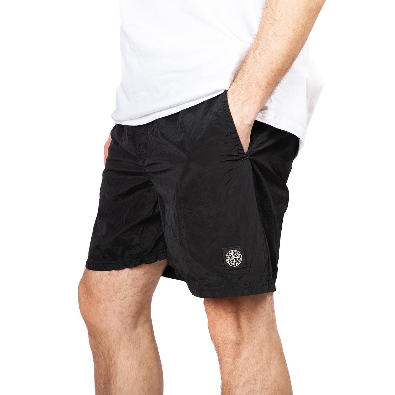 black stone island swim shorts