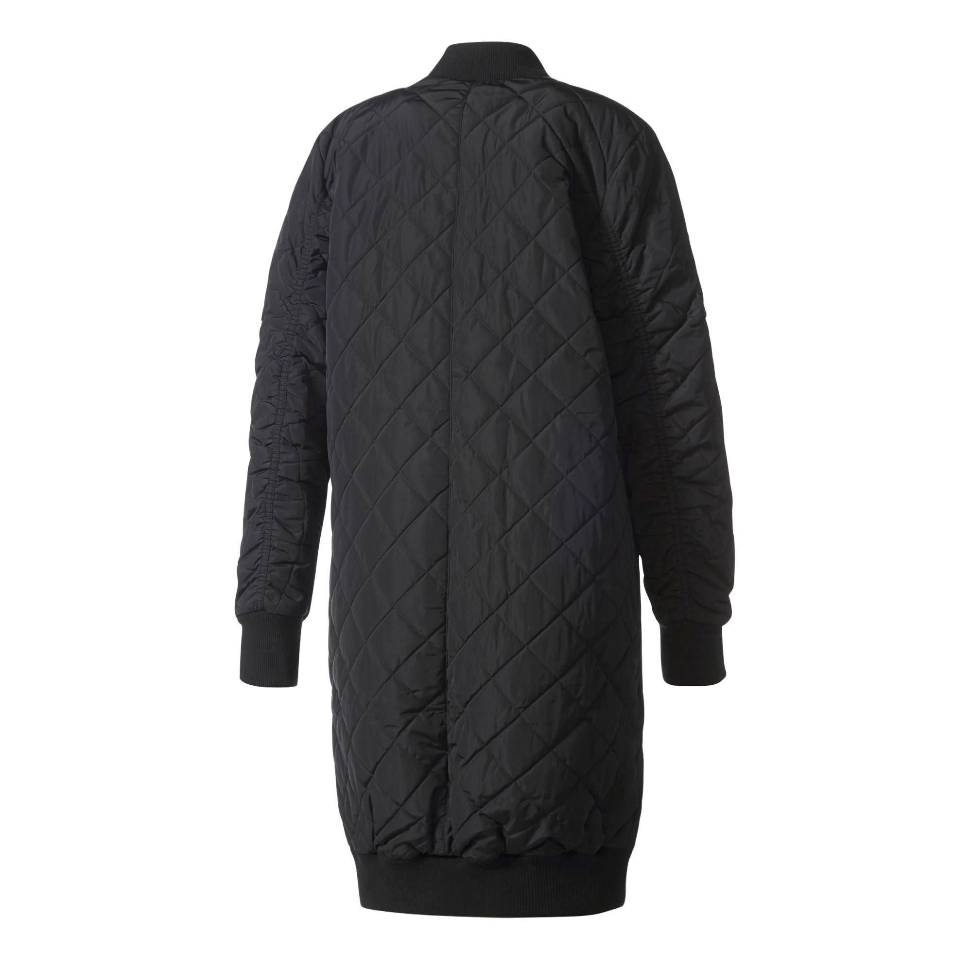 adidas long quilted bomber jacket