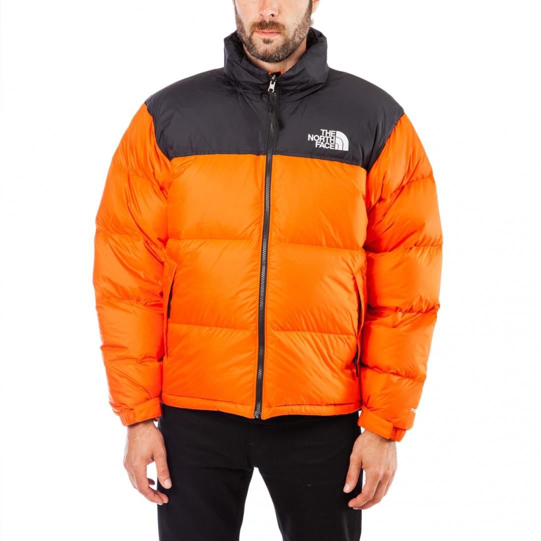 north face orange black jacket