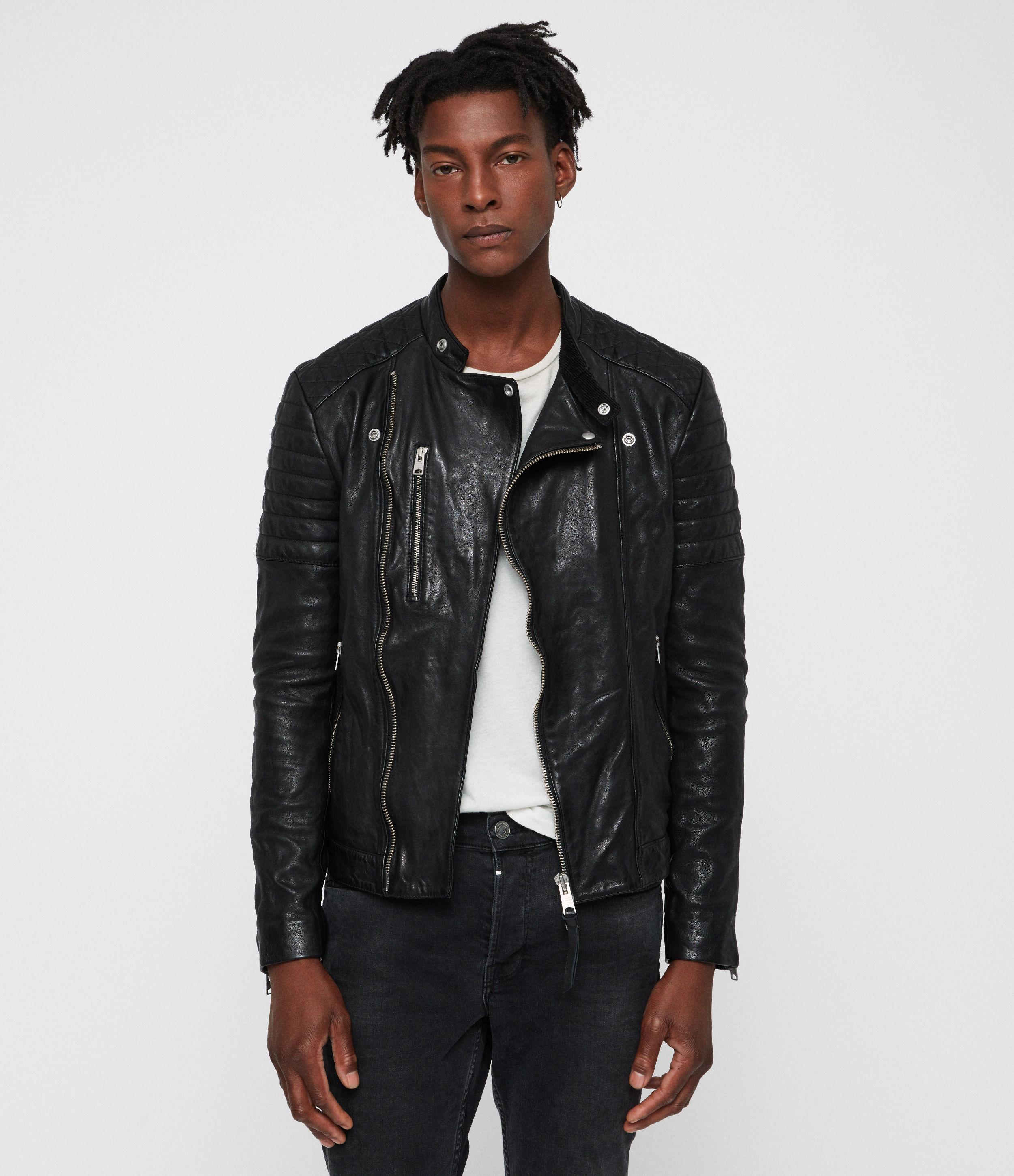 AllSaints Sarls Leather Biker Jacket in Black for Men | Lyst