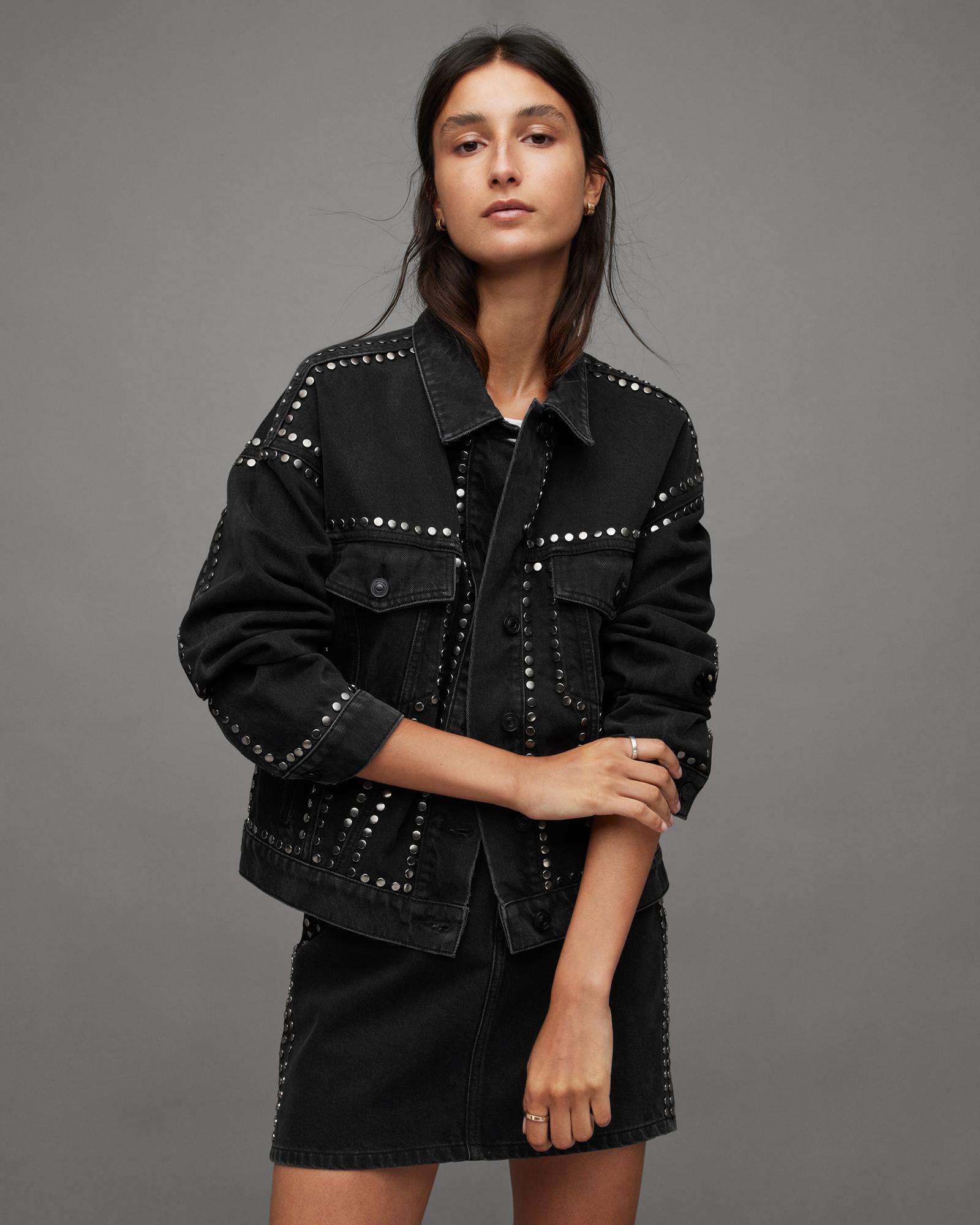Studded denim hotsell jacket zara