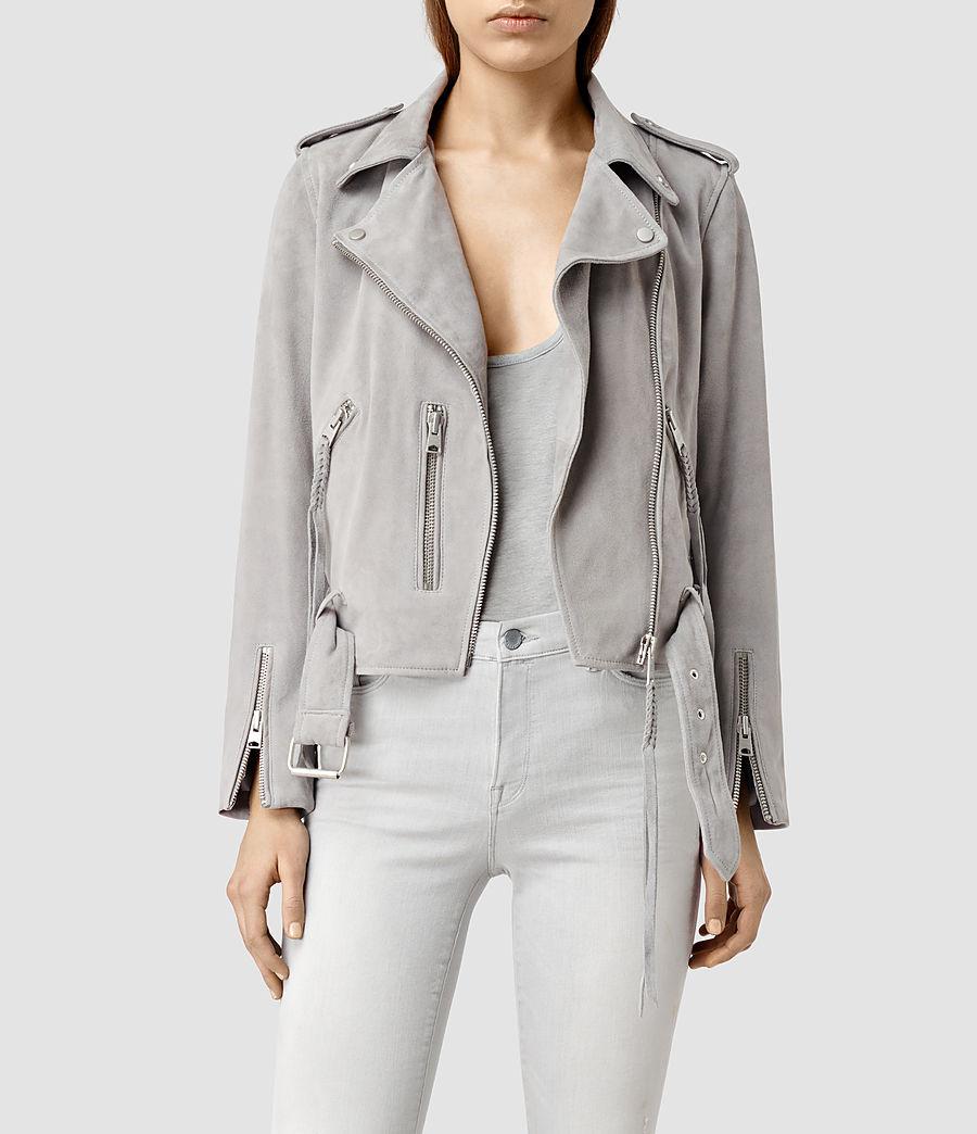 light grey suede biker jacket