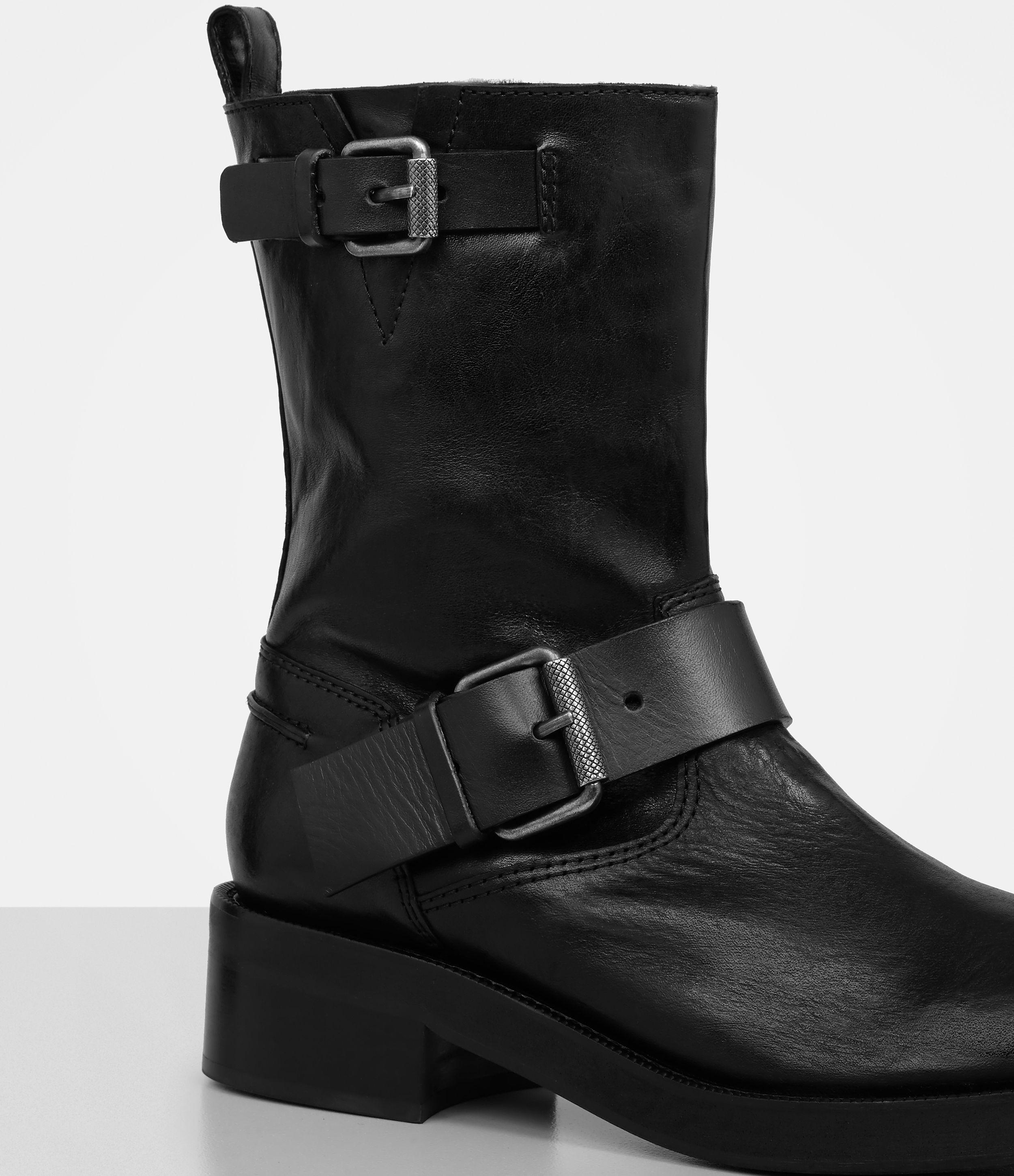 shearling biker boots