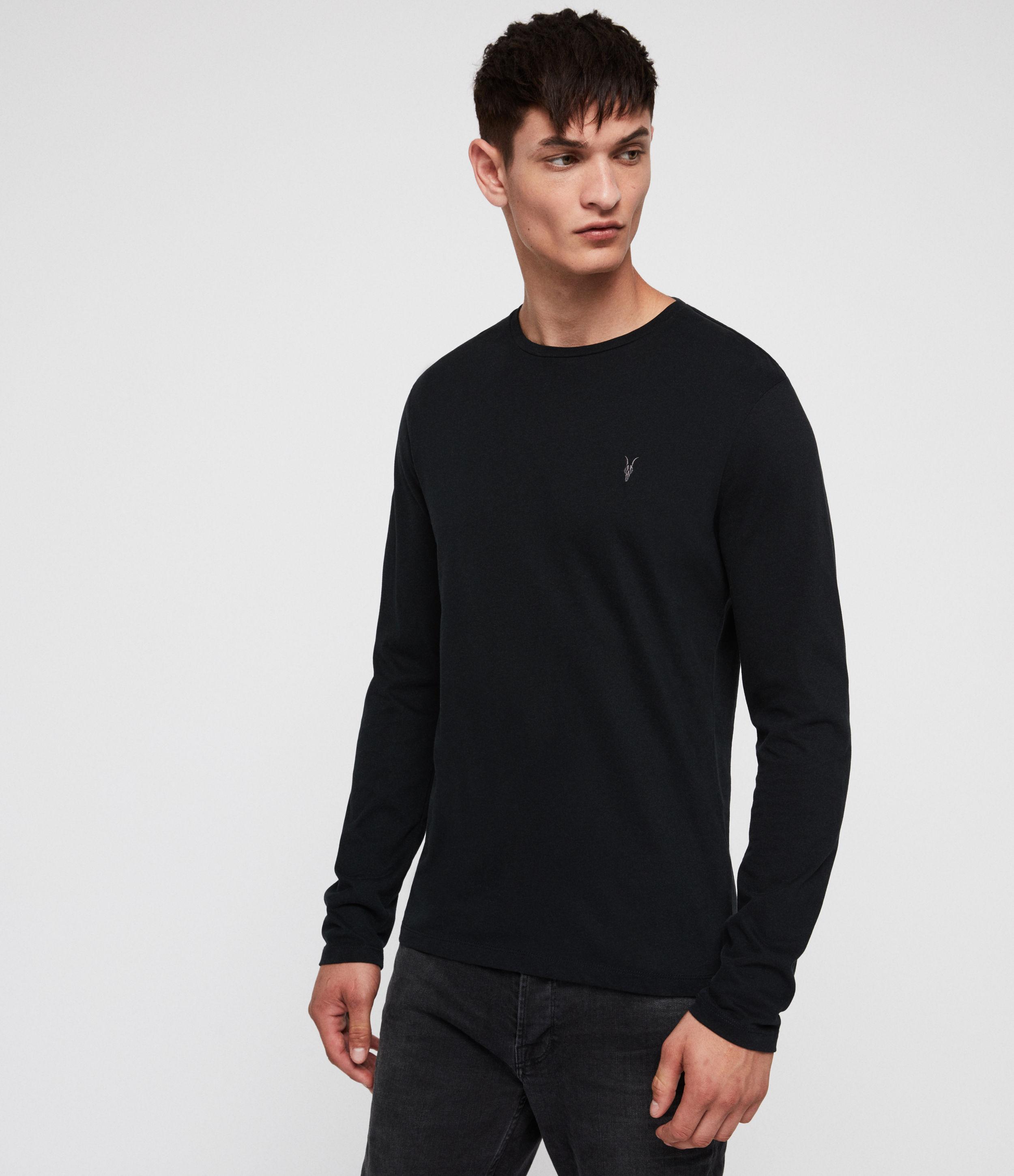 AllSaints Cotton Brace Long Sleeve Tonic Crew T-shirt in Black for 