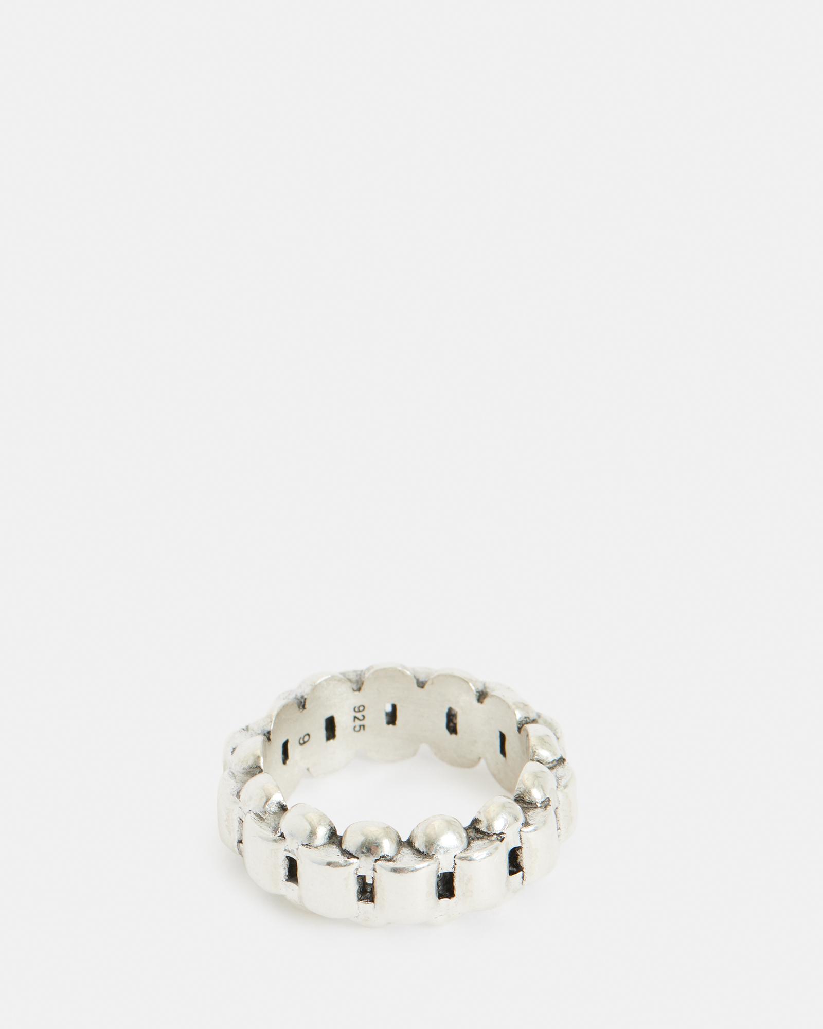 AllSaints Draco Sterling Silver Chain Ring in Natural for Men