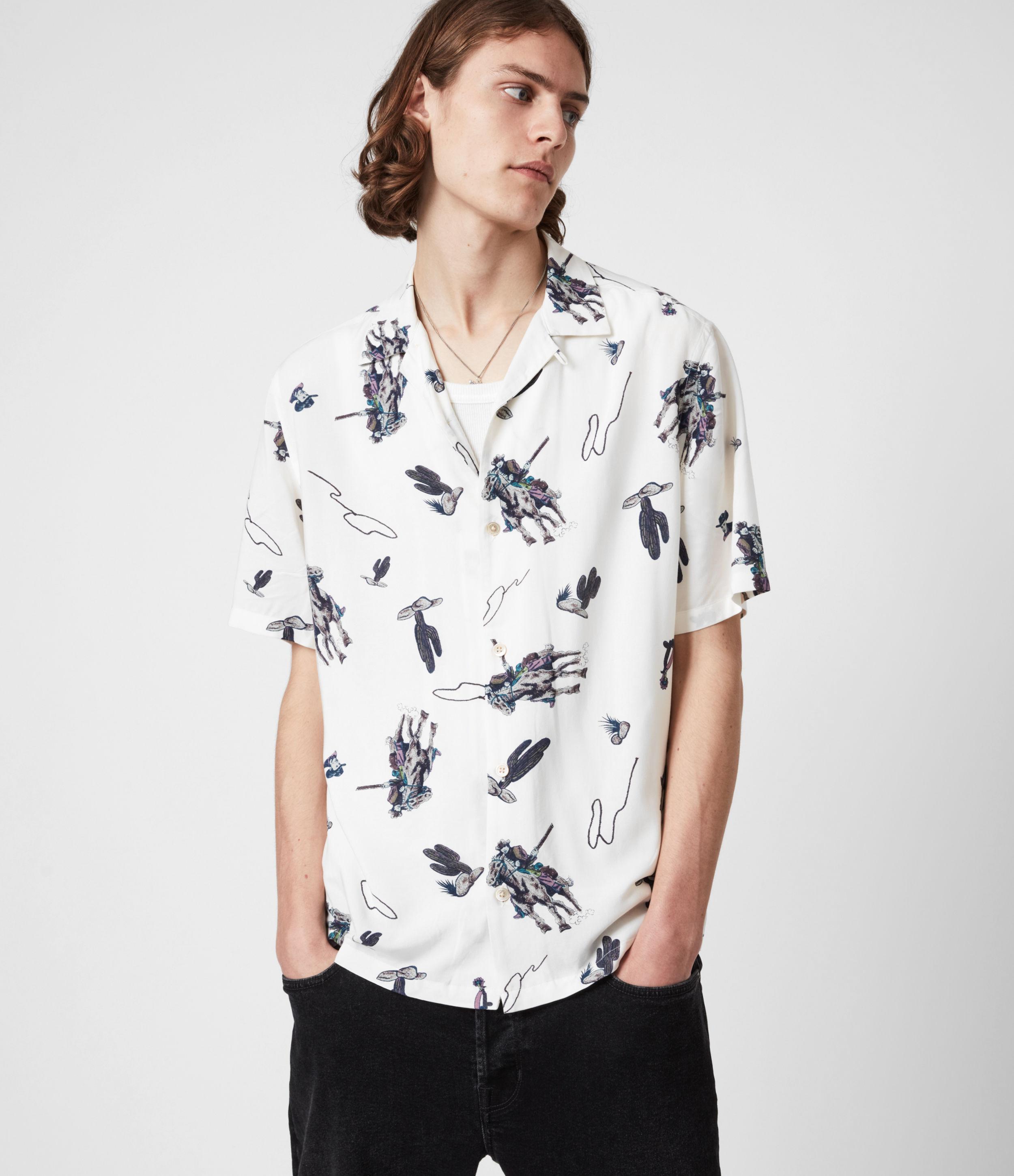 AllSaints Vaquero Ss Shirt Mens in Ecru 