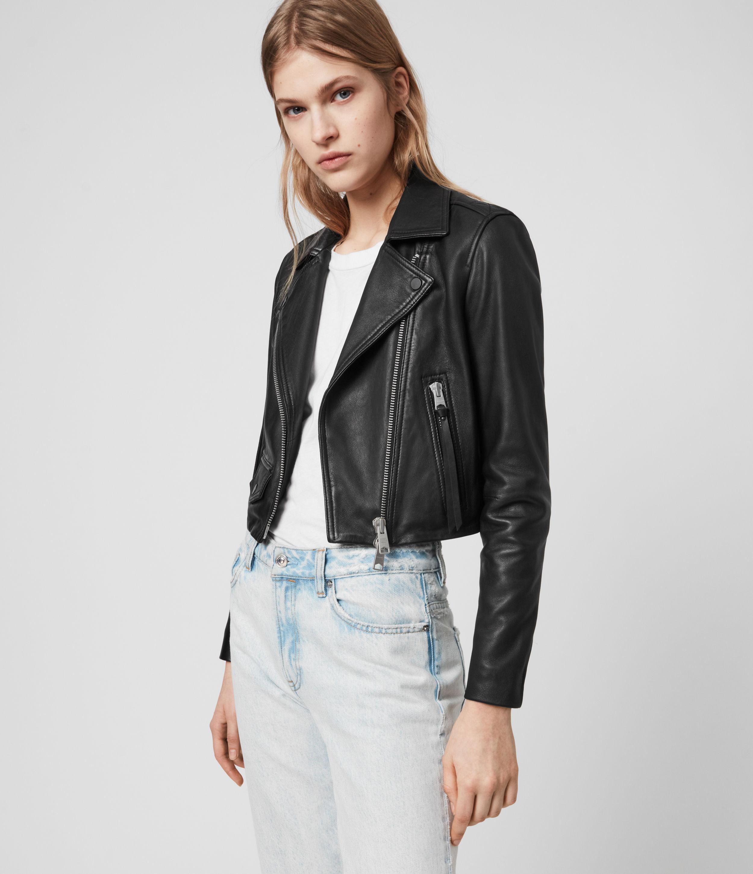 AllSaints Women's Elora Leather Biker Jacket in Black | Lyst