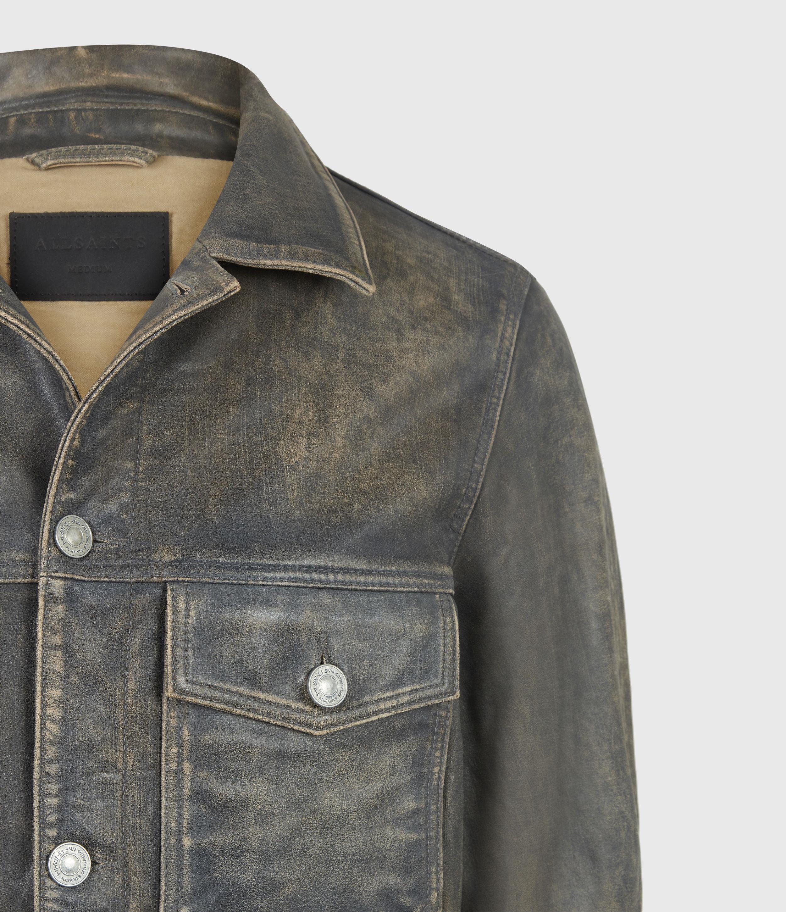 AllSaints Jenso Leather Jacket in Indigo (Blue) for Men | Lyst