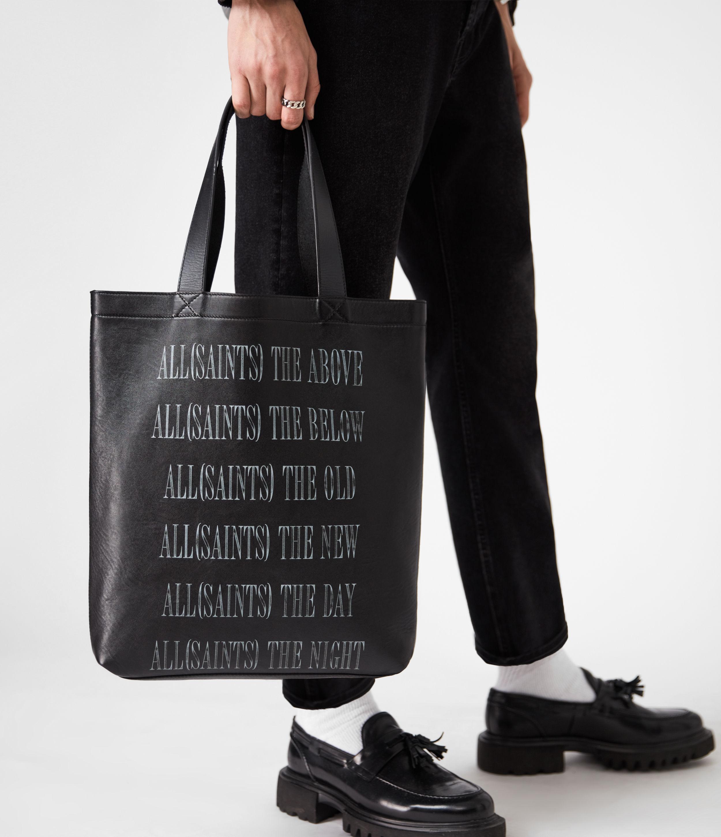 AllSaints Stamp Leather Tote Bag in Black for Men | Lyst