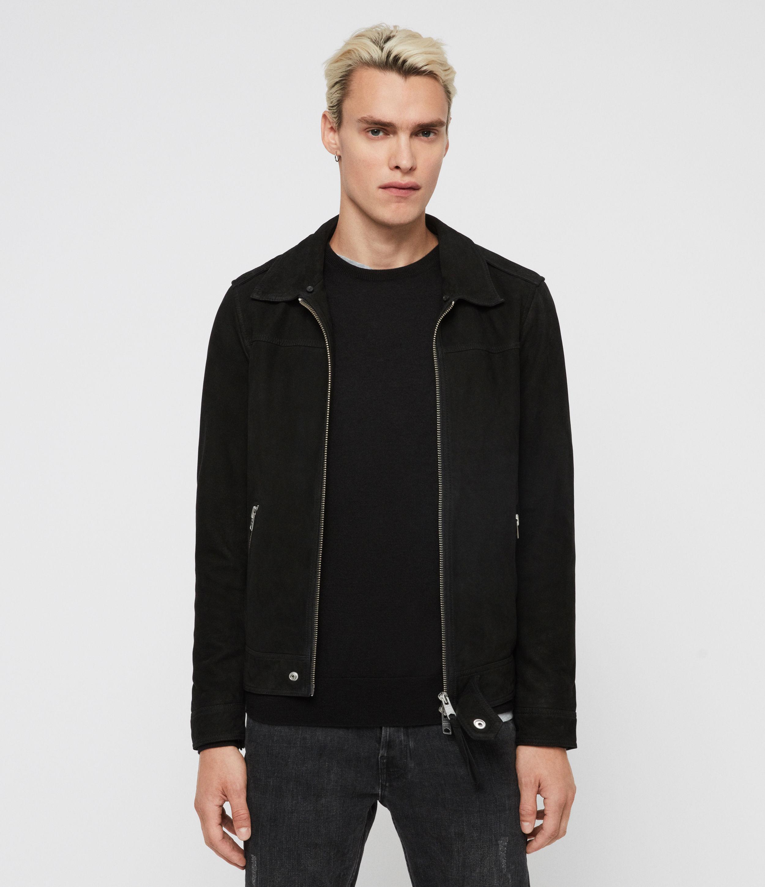 AllSaints Lock Leather Jacket in Black for Men - Lyst