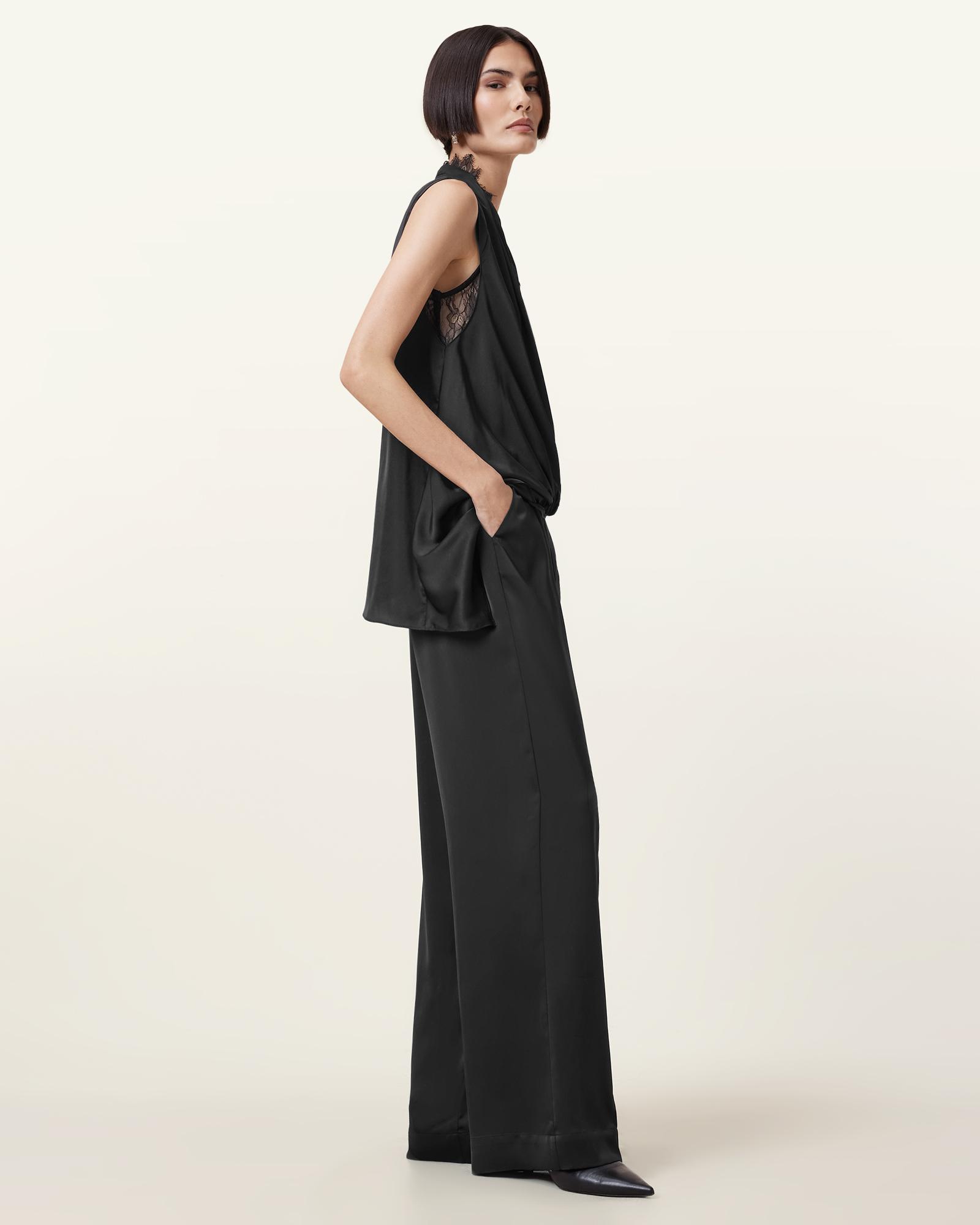 allsaints abi lace dress ALLSAINTS Abi Lace Trim Draped Midi Dress