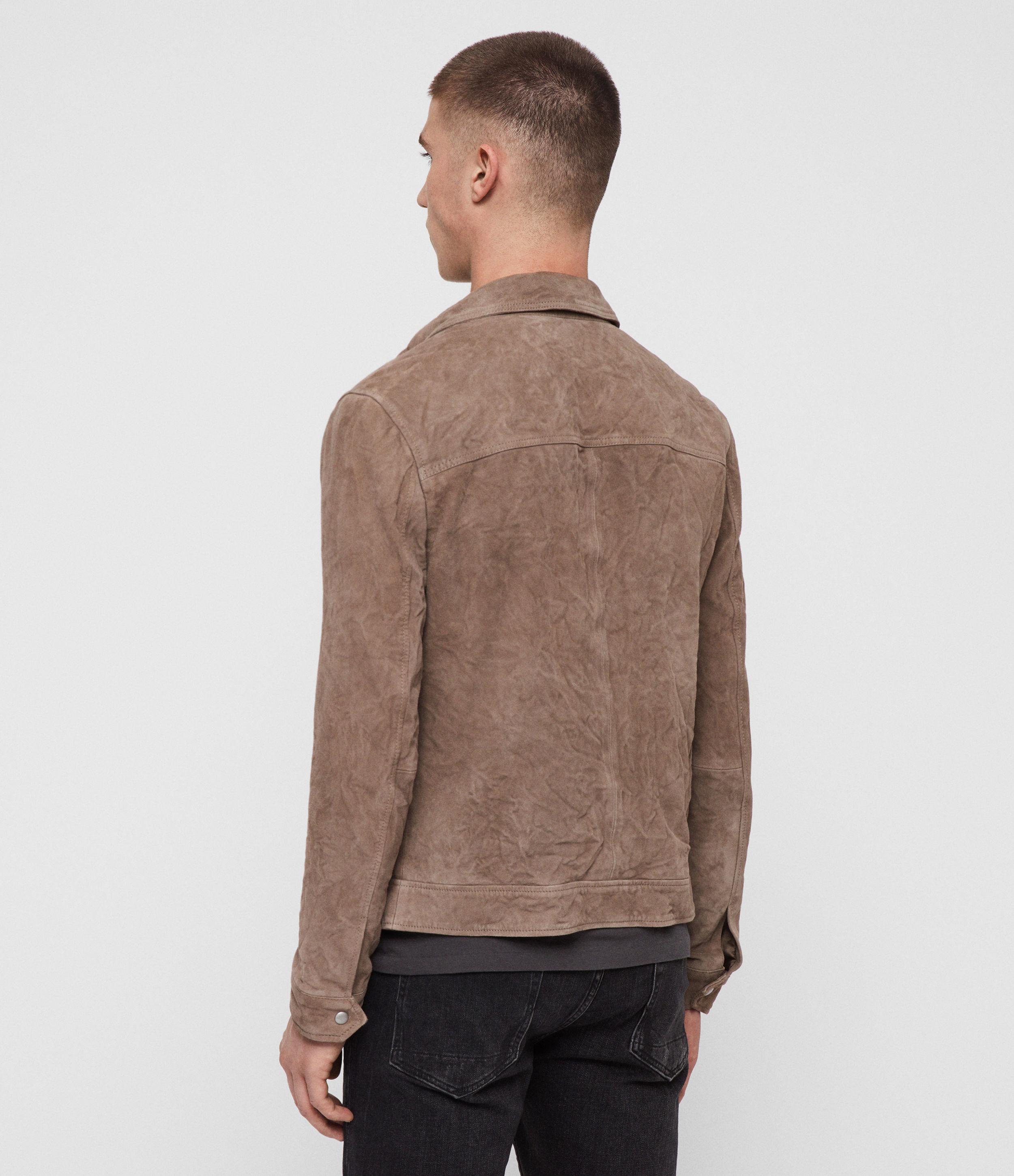 AllSaints Garter Suede Jacket in Brown for Men Lyst