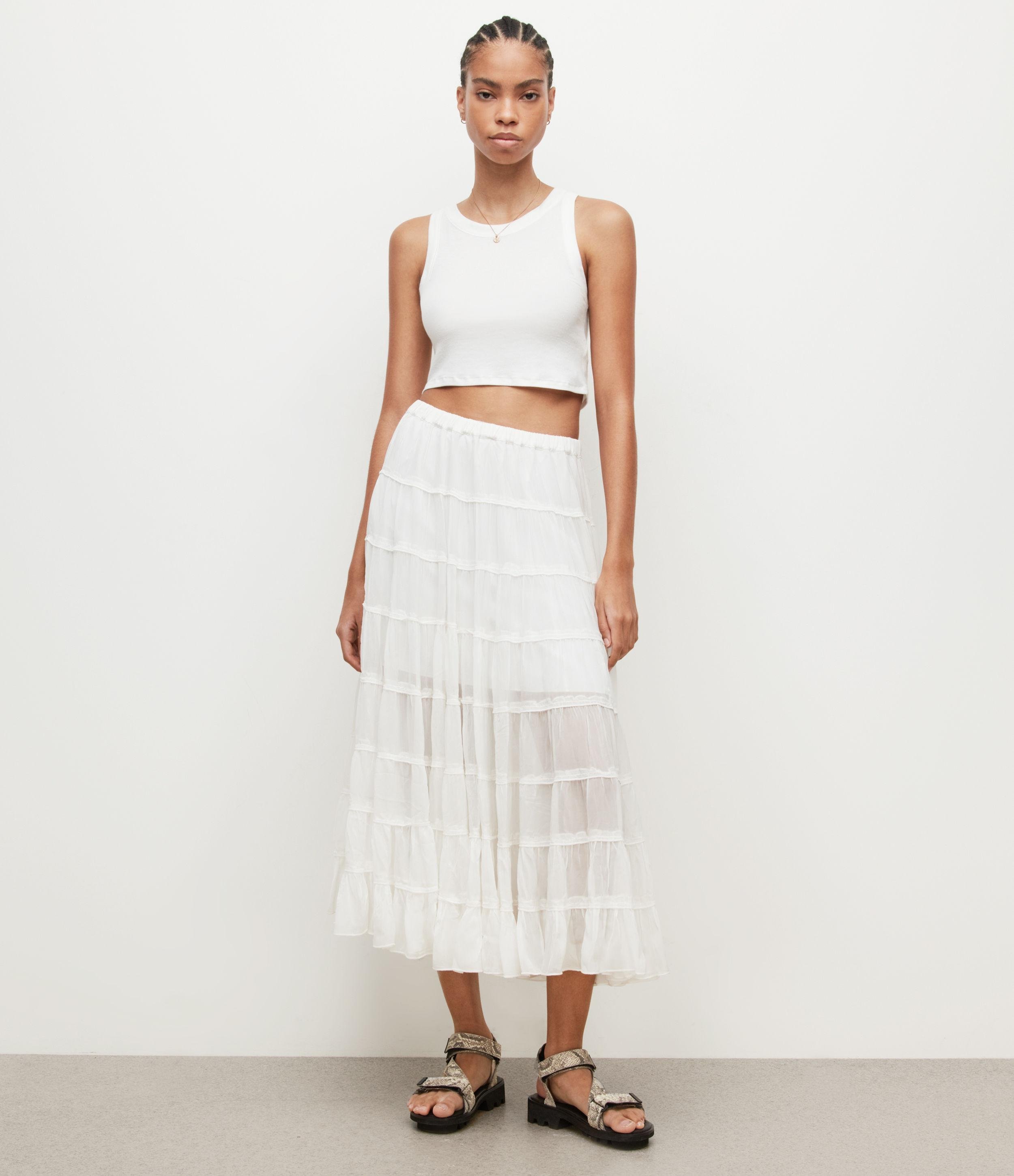 Eva Maxi Tiered Skirt Allsaints Women Clothing Skirts Maxi Skirts 