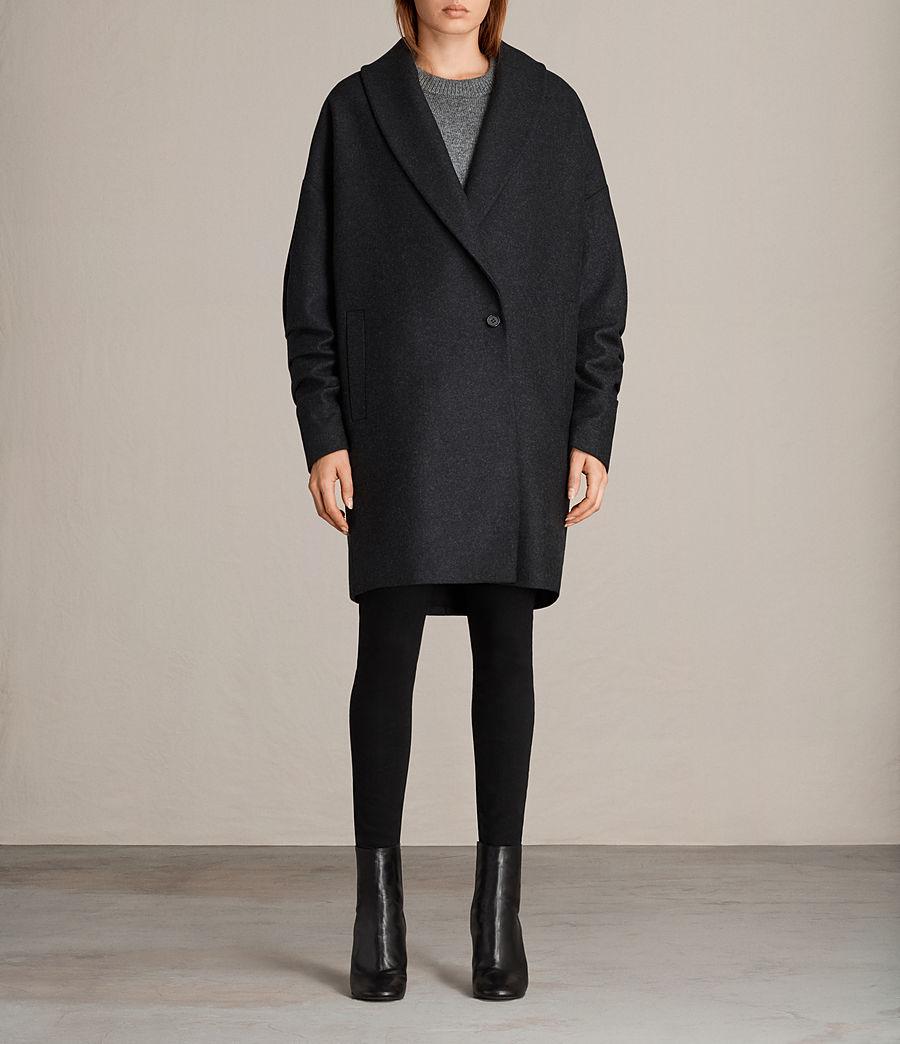AllSaints Wool Kenzie Ruche Coat in Gray - Lyst