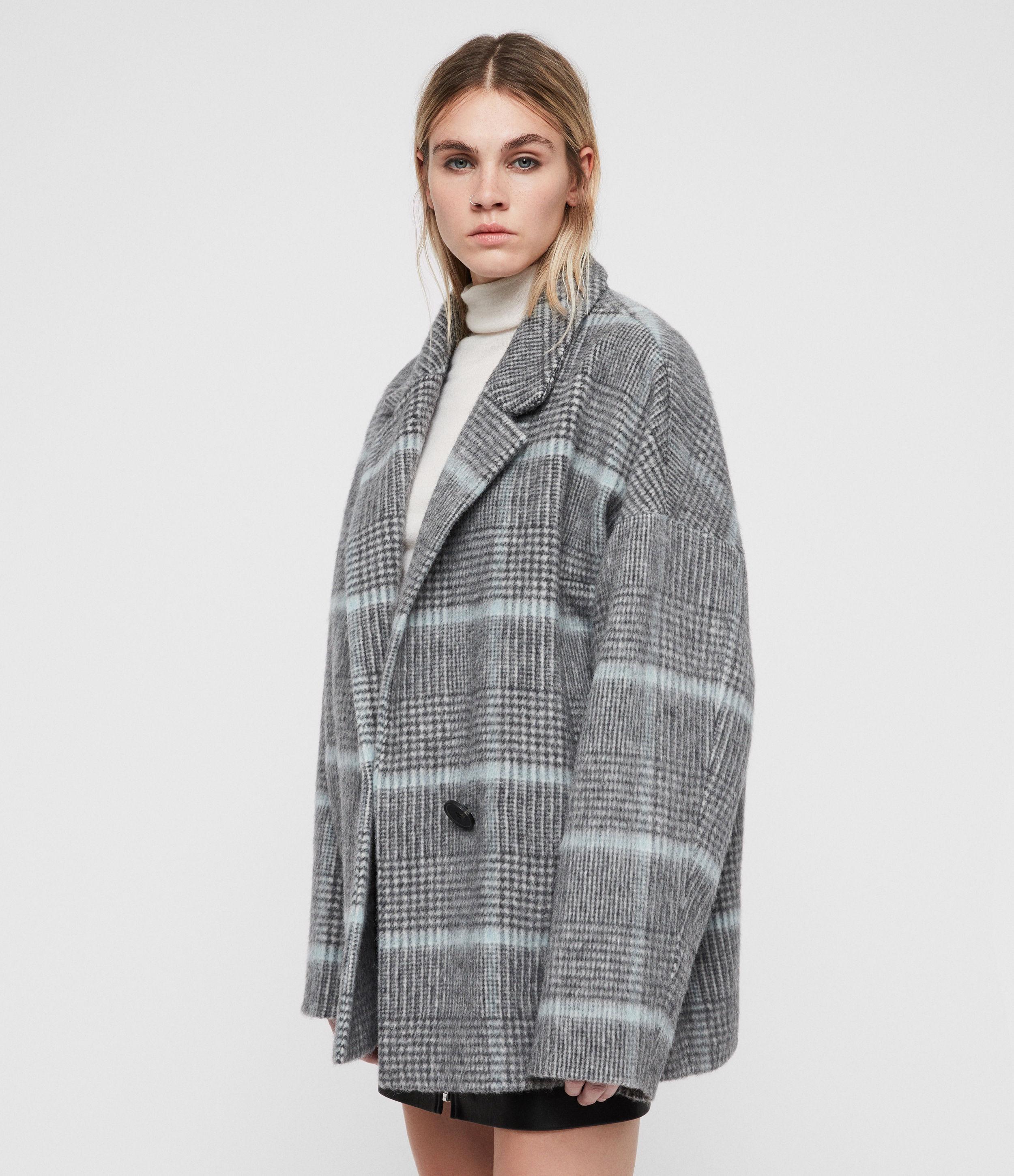 allsaints simi check coat