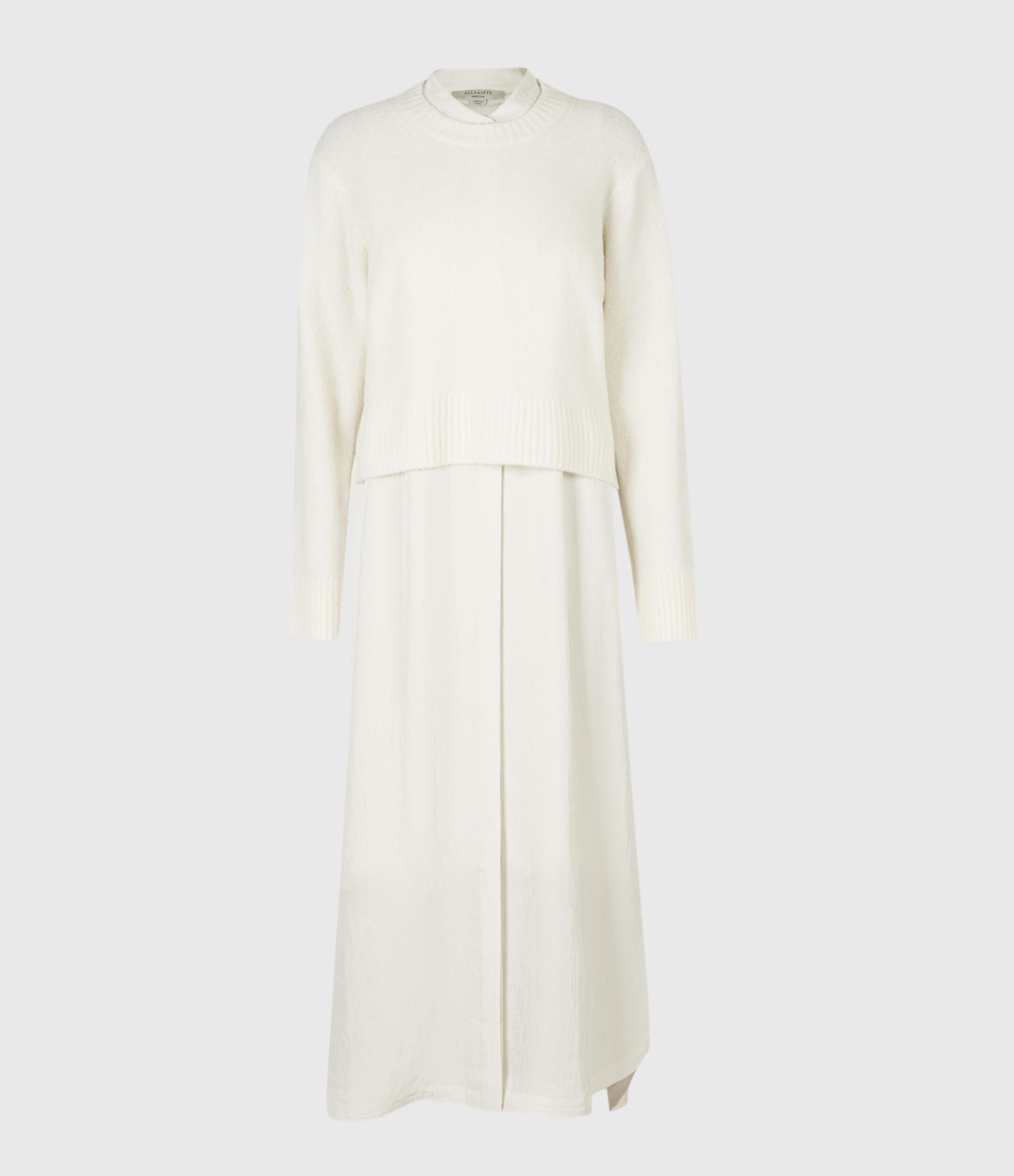AllSaints Angelina Dress Womens in Chalk White (White) - Lyst