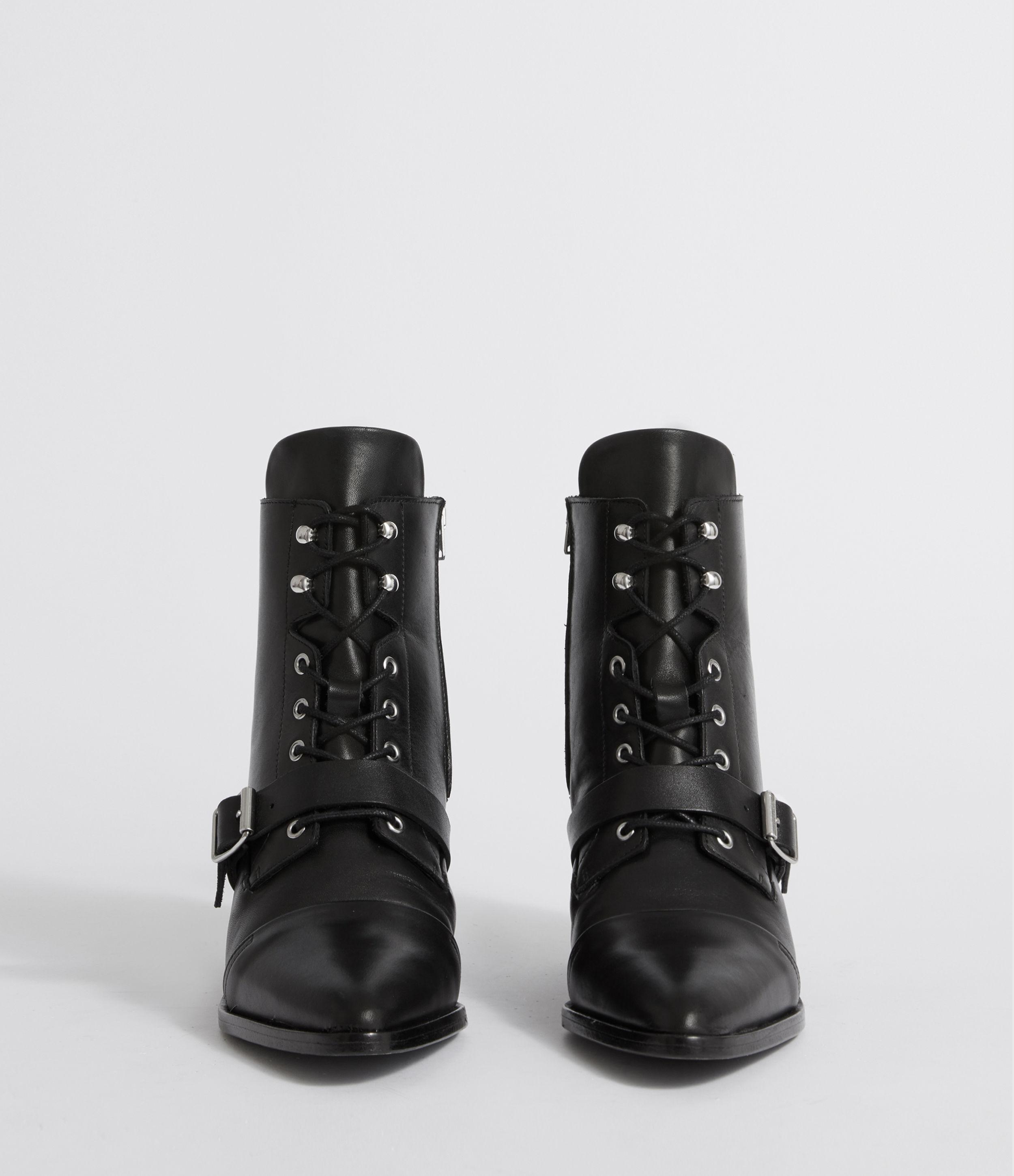 Calf Leather Katy Stacked Heel Boots 