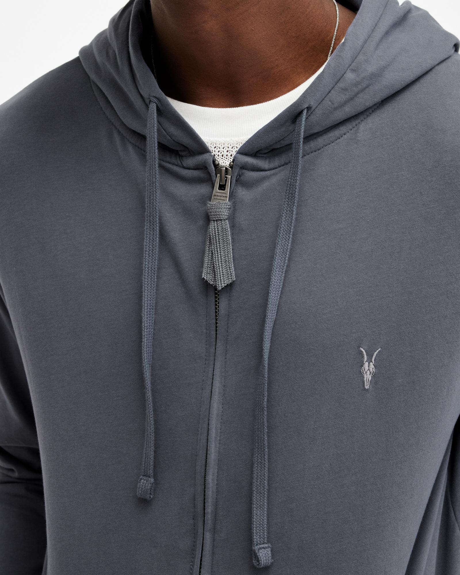 AllSaints Brace Zip Up Brushed Cotton Hoodie Workers in Blue for Men Lyst UK