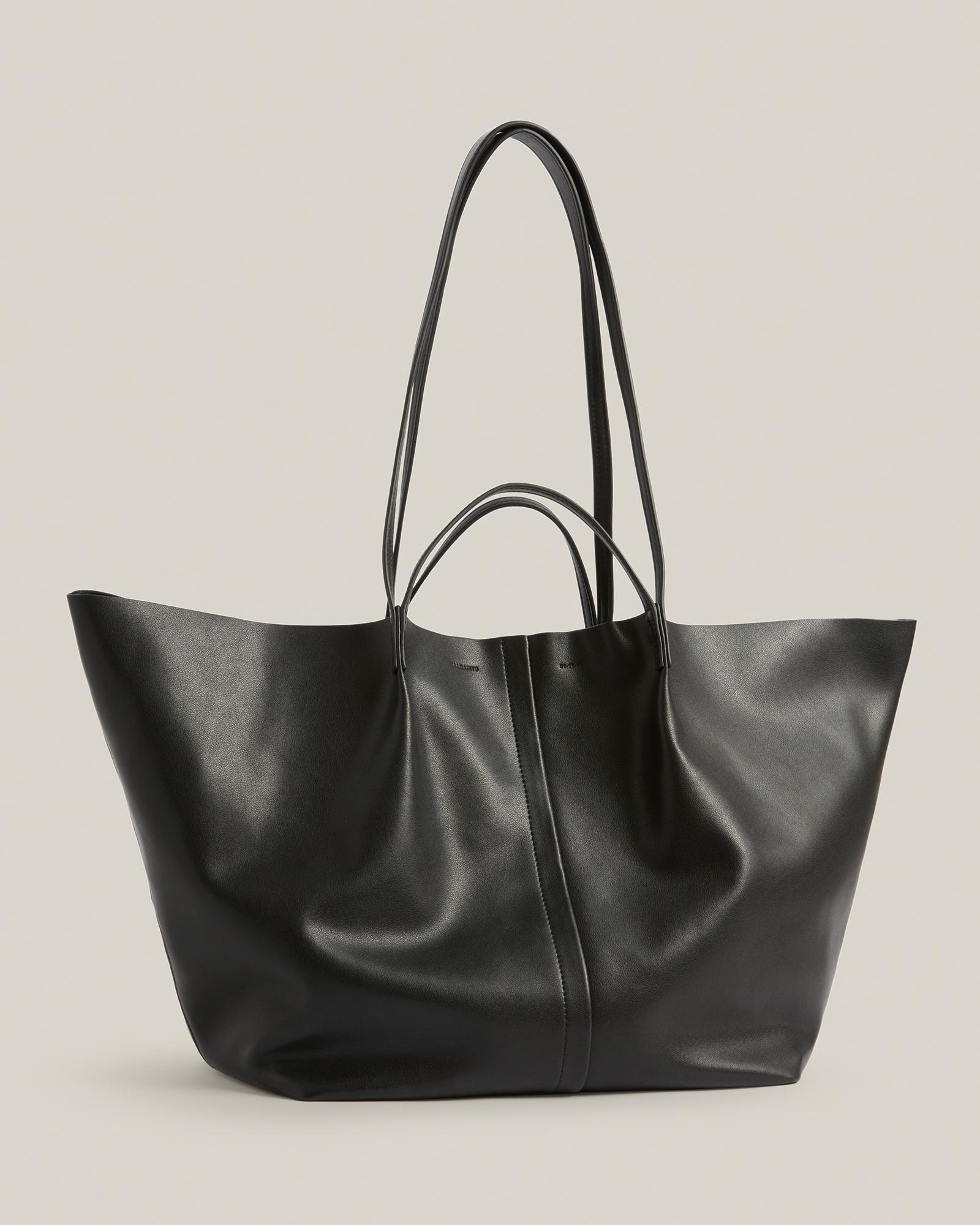 AllSaints Nadaline East West Leather Tote Bag in Black | Lyst UK