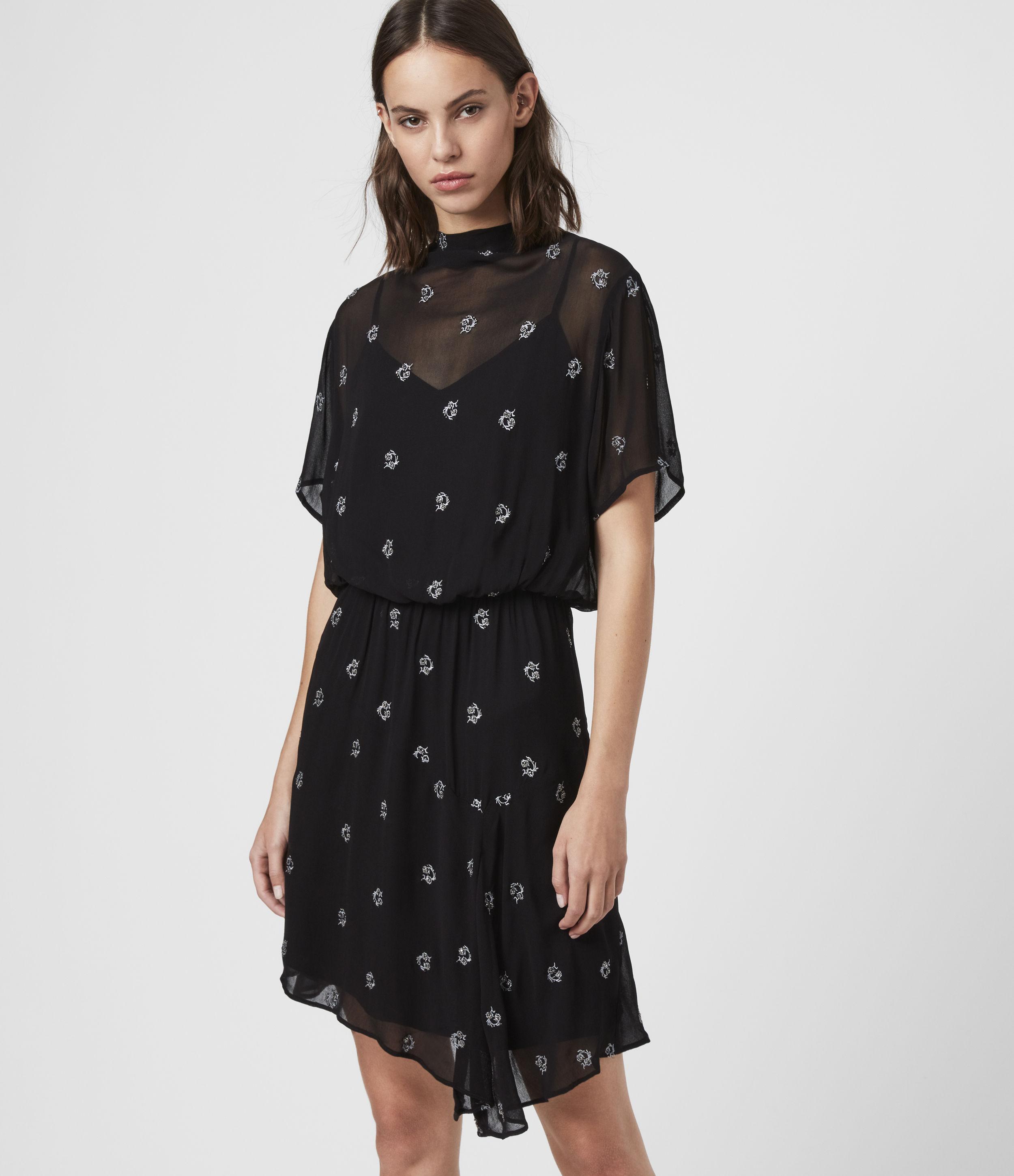 allsaints liza leopard midi dress