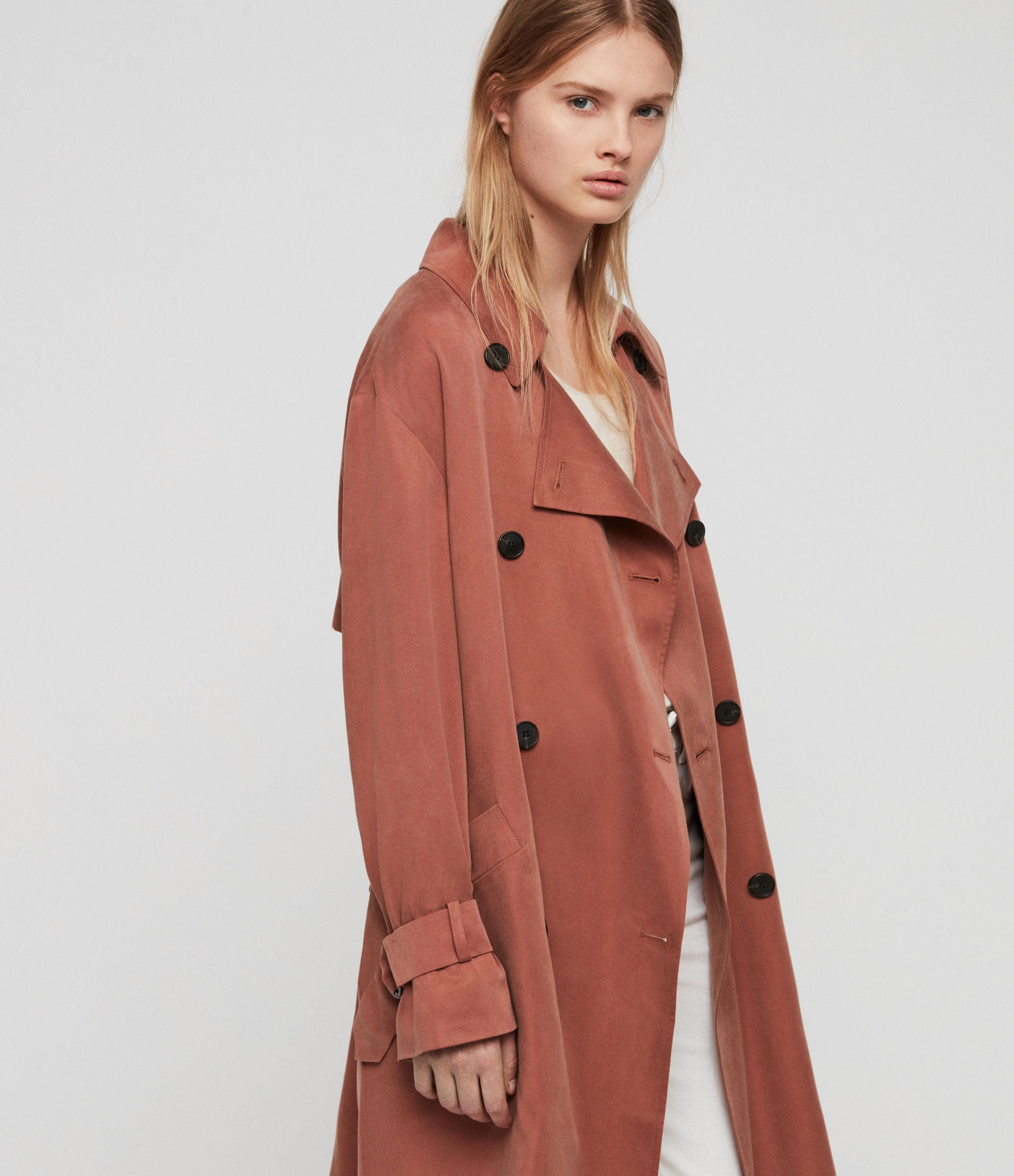 AllSaints Brooke Trench Coat in Red | Lyst