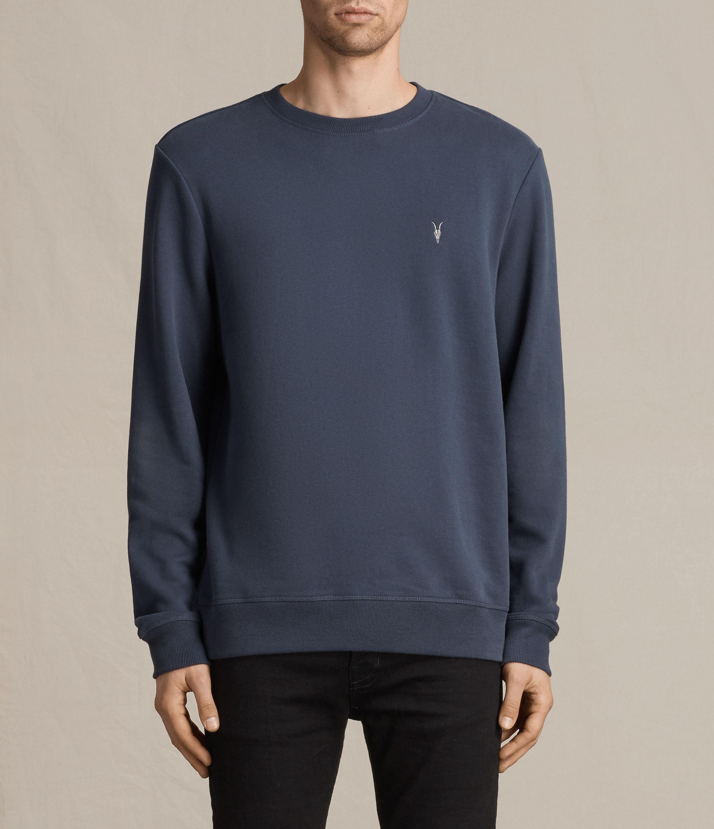 AllSaints Cotton Raven Crew Sweatshirt in Washed Navy (Blue) for Men - Lyst