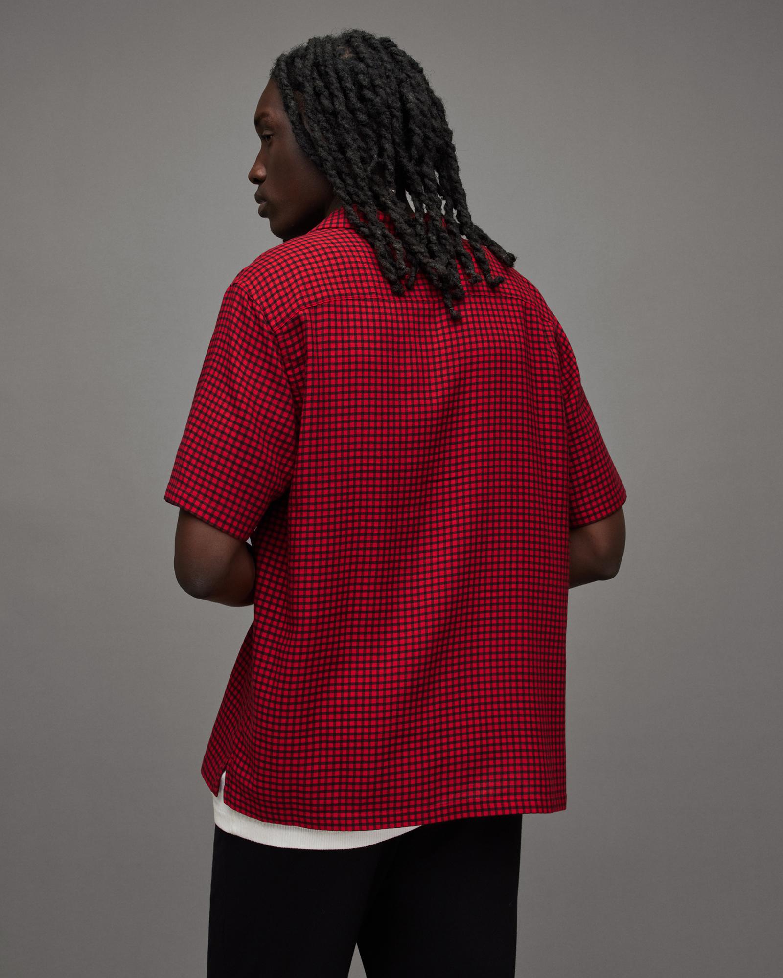 AllSaints Glendale Checked Ramskull Shirt in Red for Men | Lyst