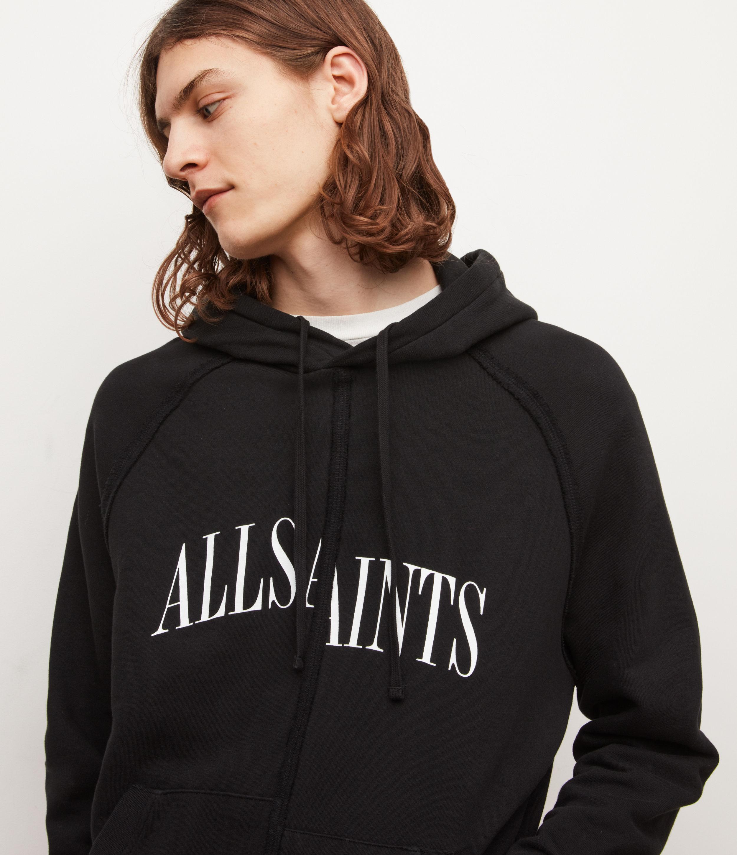 AllSaints Diverge Pullover Hoodie in Black for Men | Lyst