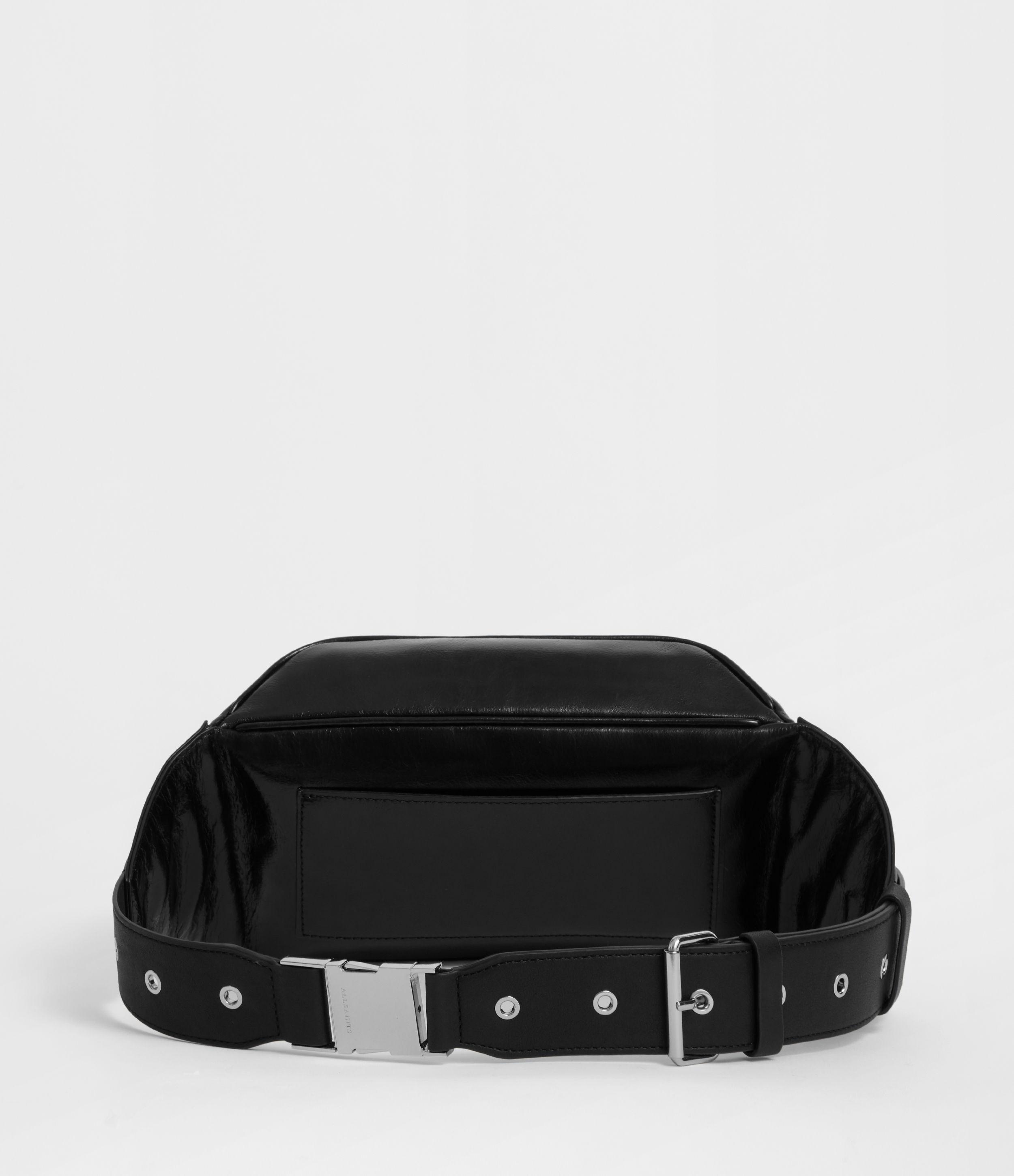 AllSaints Clip Leather Fanny Pack in Black | Lyst