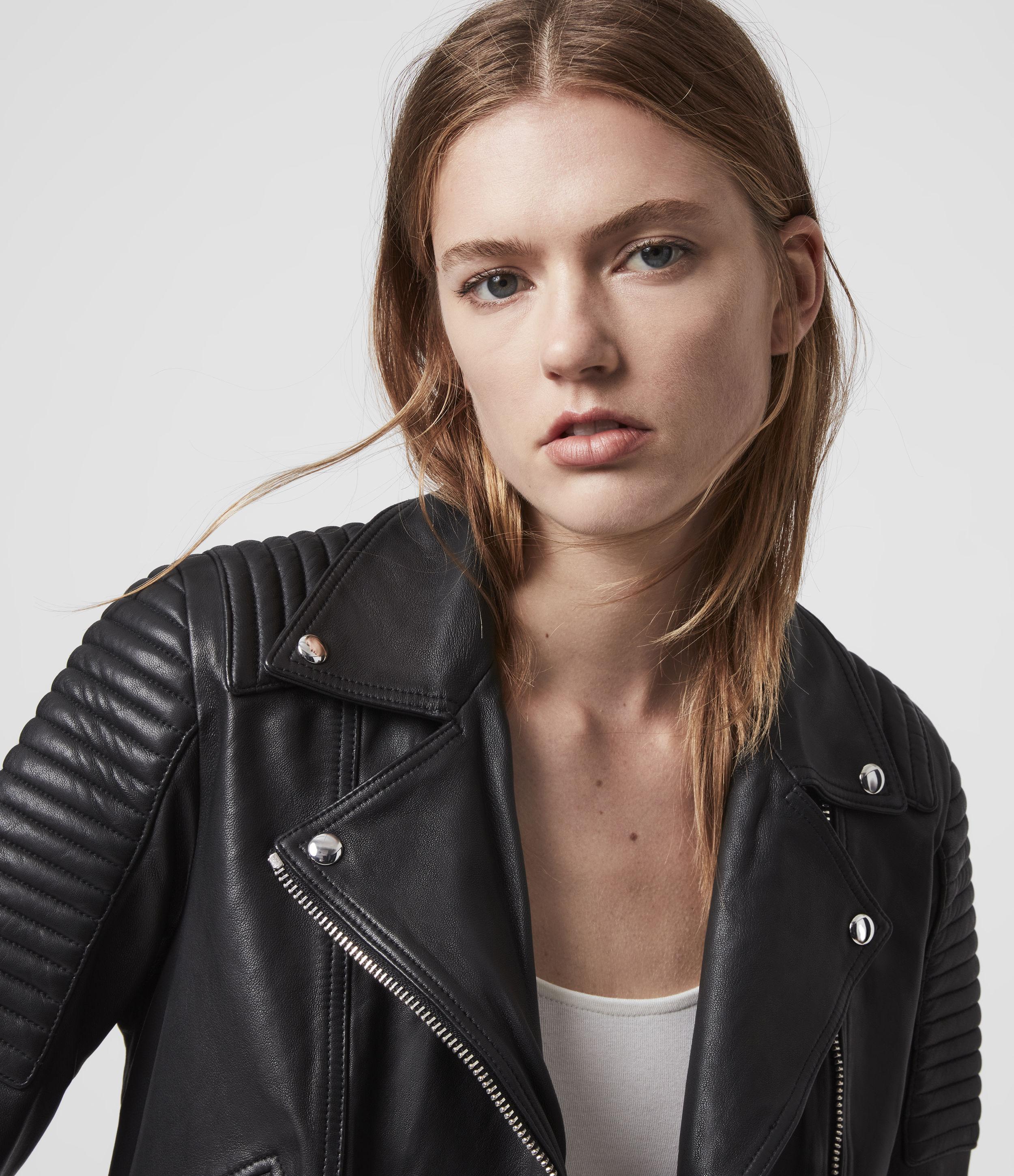 AllSaints Women's Leather Regular Fit Estella Biker Jacket in Black | Lyst